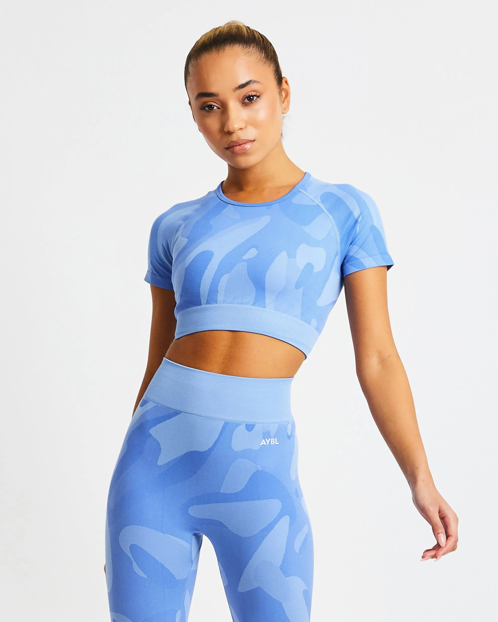 Abstract Seamless Crop Top - Spring Blue sold by AYBL