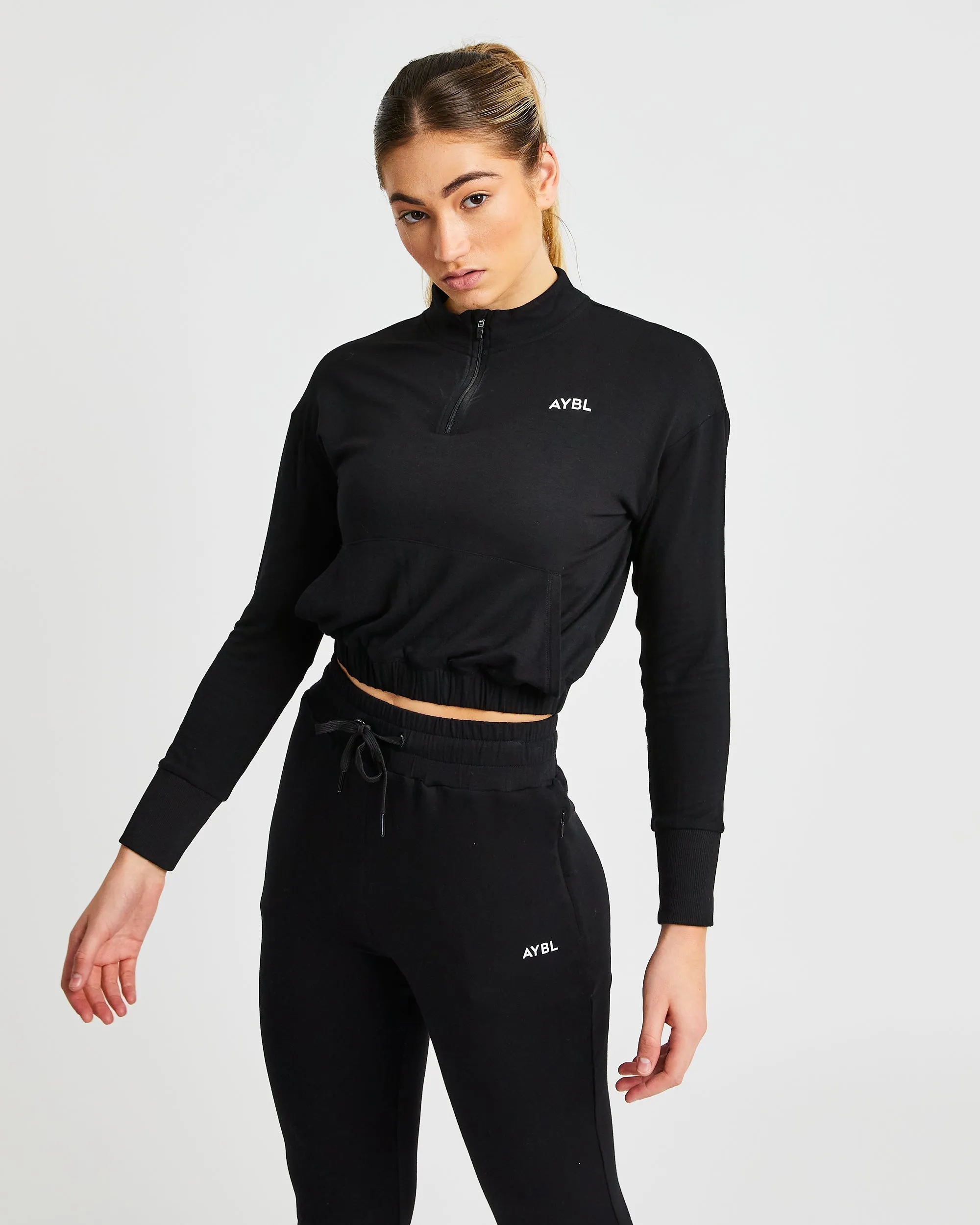 Studio 1/2 Zip Pullover - Black sold by AYBL