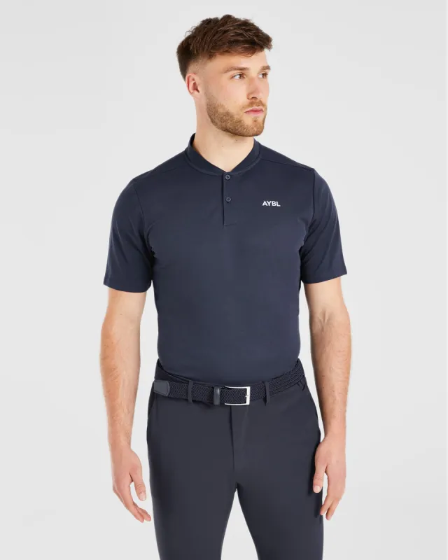 Performance Collarless Polo Shirt - Navy sold by AYBL