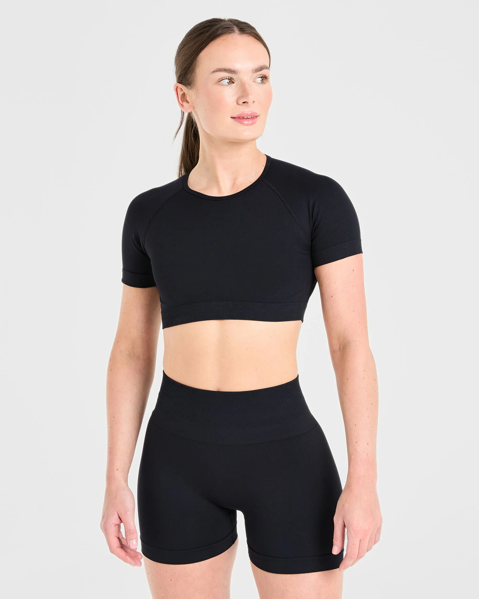 Power Seamless Crop Top - Black sold by AYBL