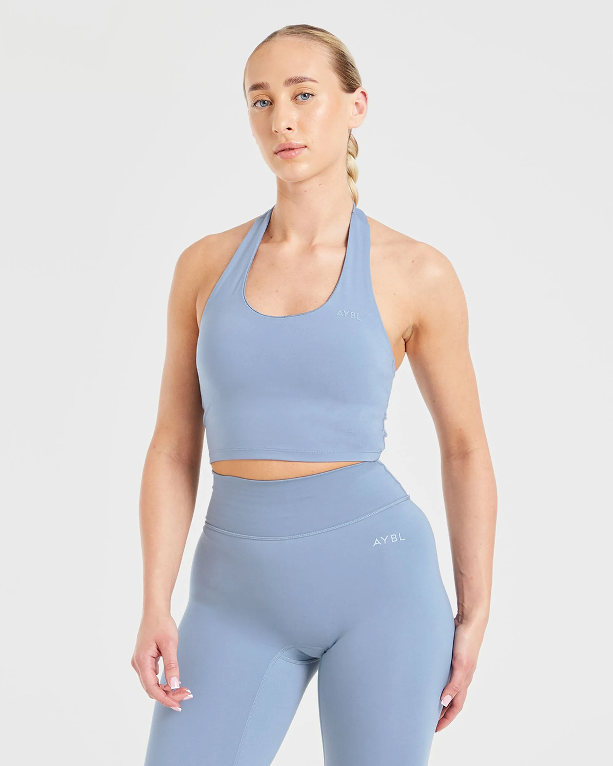 Staple Halterneck Crop Top - Slate Blue sold by AYBL