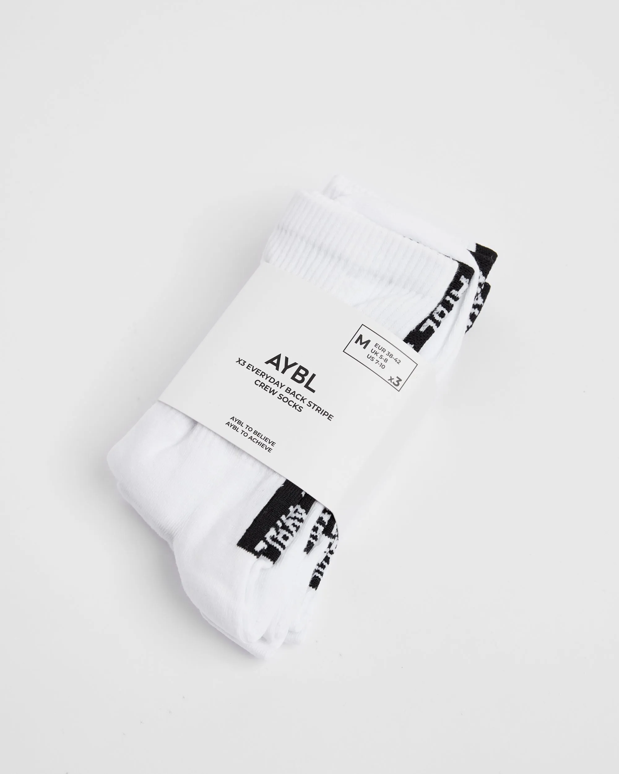 Everyday Back Stripe Crew Socks (3 Pack) - White sold by AYBL product image thumbnail 4