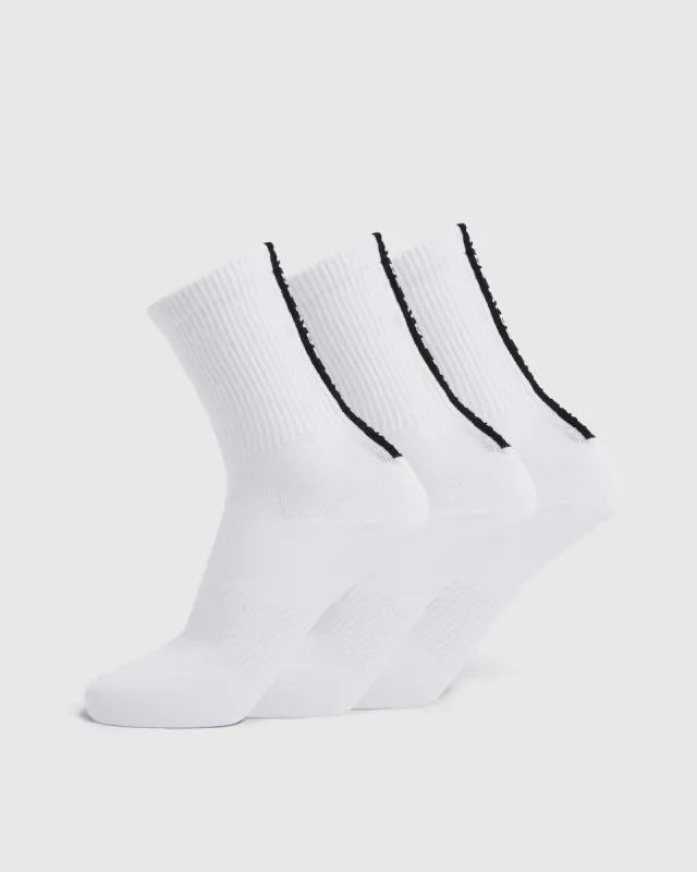Everyday Back Stripe Crew Socks (3 Pack) - White sold by AYBL
