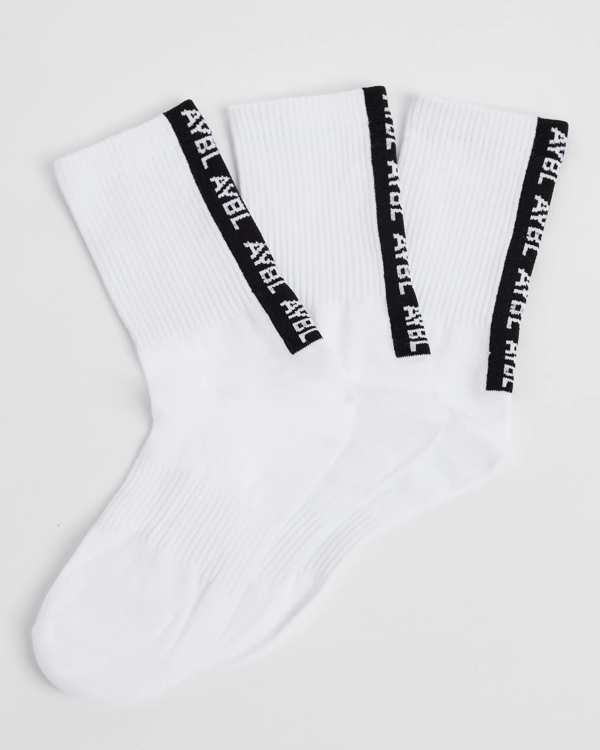 Everyday Back Stripe Crew Socks (3 Pack) - White sold by AYBL product image thumbnail 2