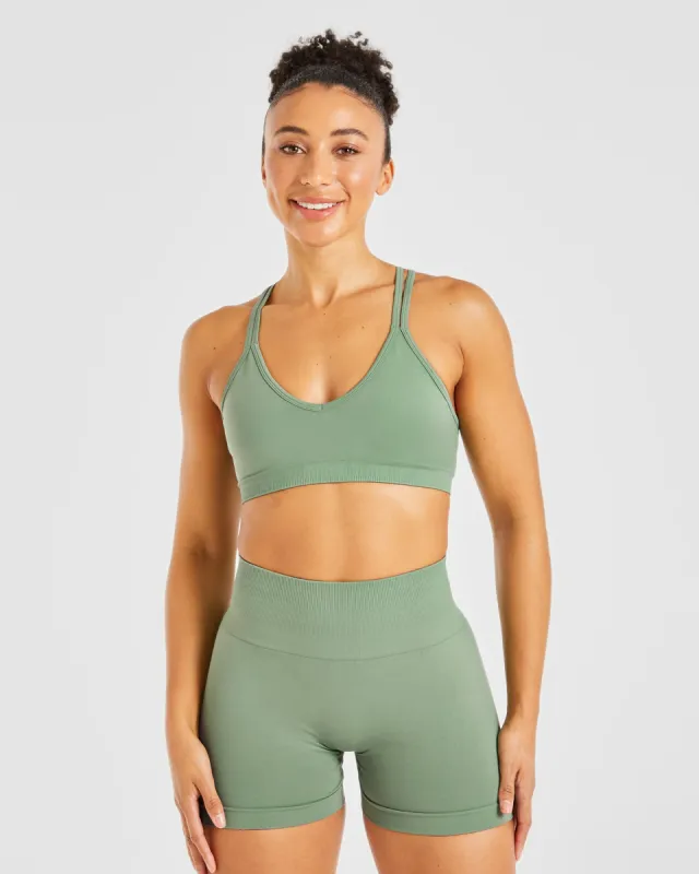 Power Seamless Sports Bra - Olive sold by AYBL