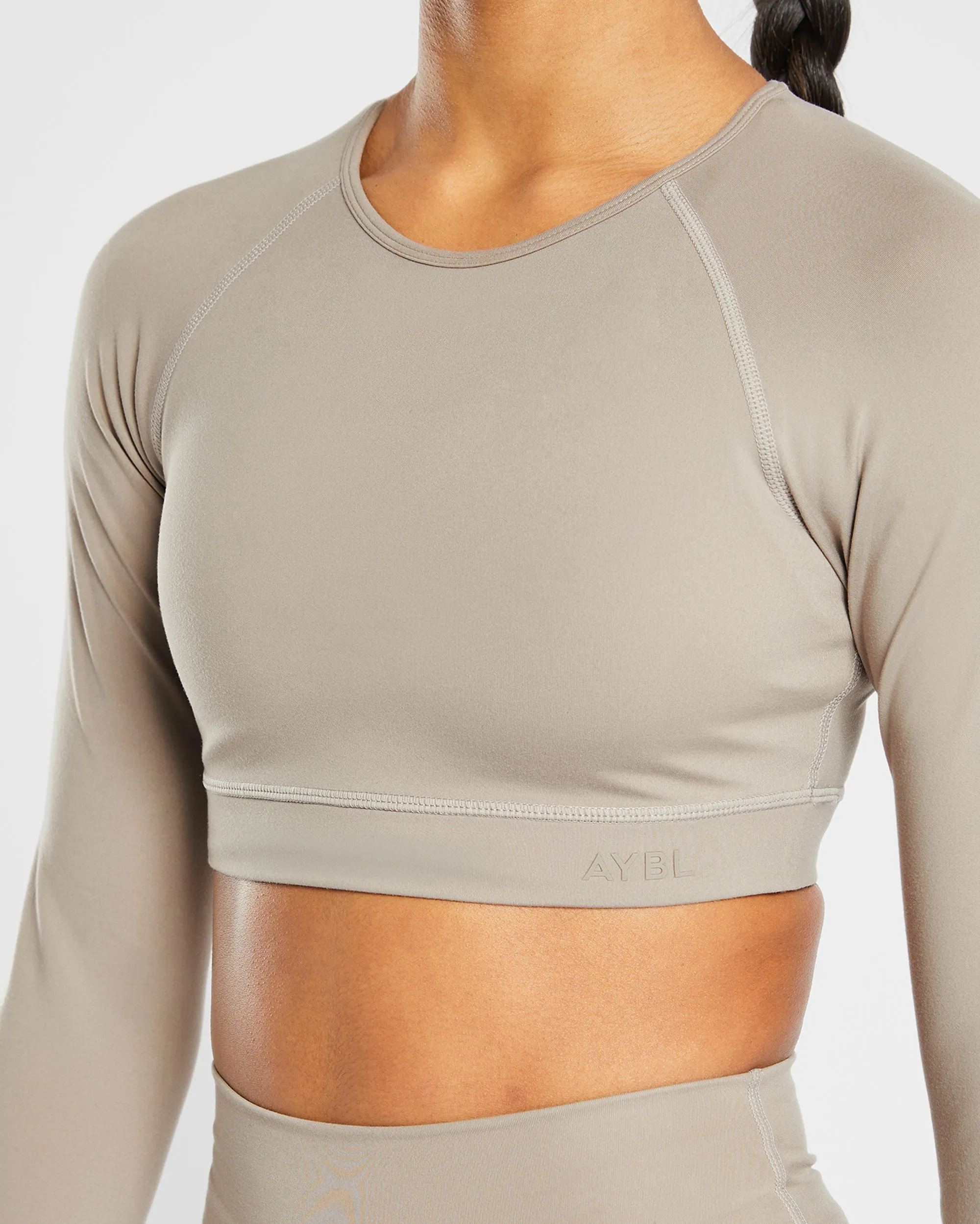Staple Long Sleeve Crop Top - Muted Taupe sold by AYBL product image thumbnail 5