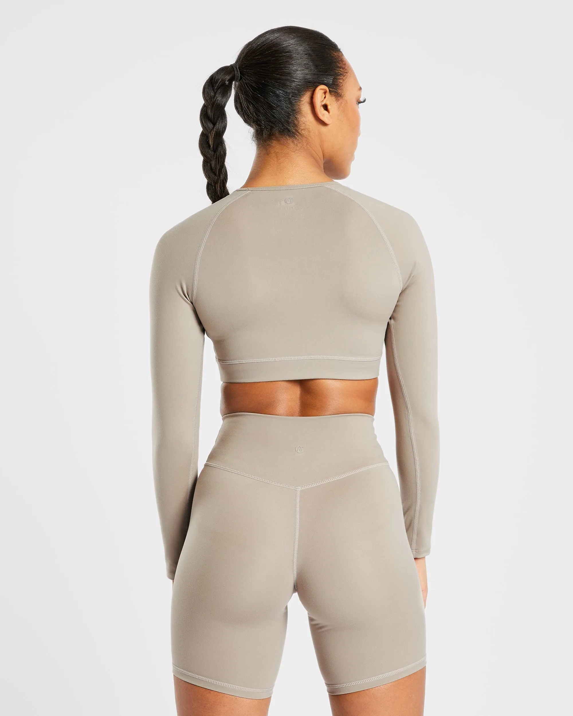 Staple Long Sleeve Crop Top - Muted Taupe sold by AYBL product image thumbnail 2