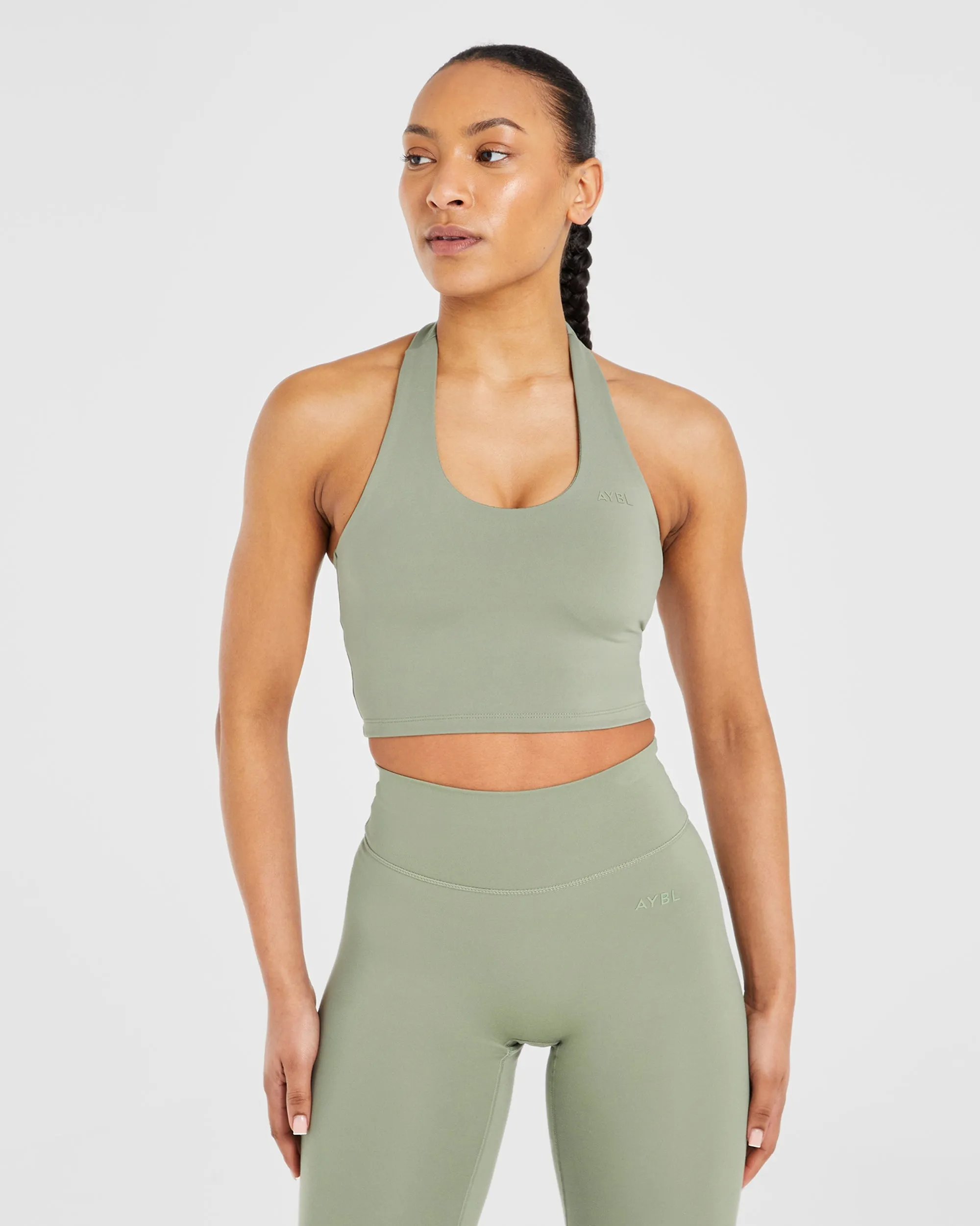 Staple Halterneck Crop Top - Olive Green sold by AYBL