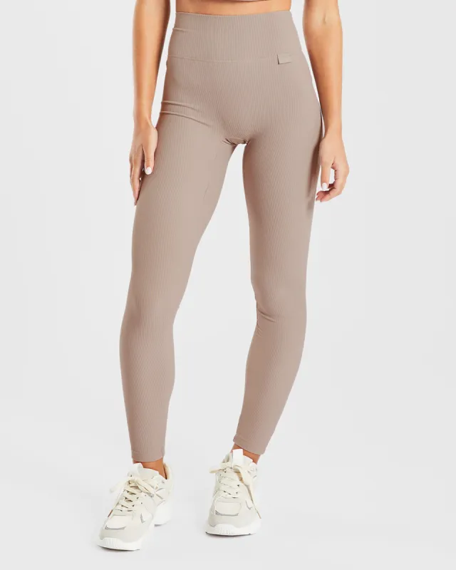 Sculpt Ribbed Leggings - Taupe sold by AYBL