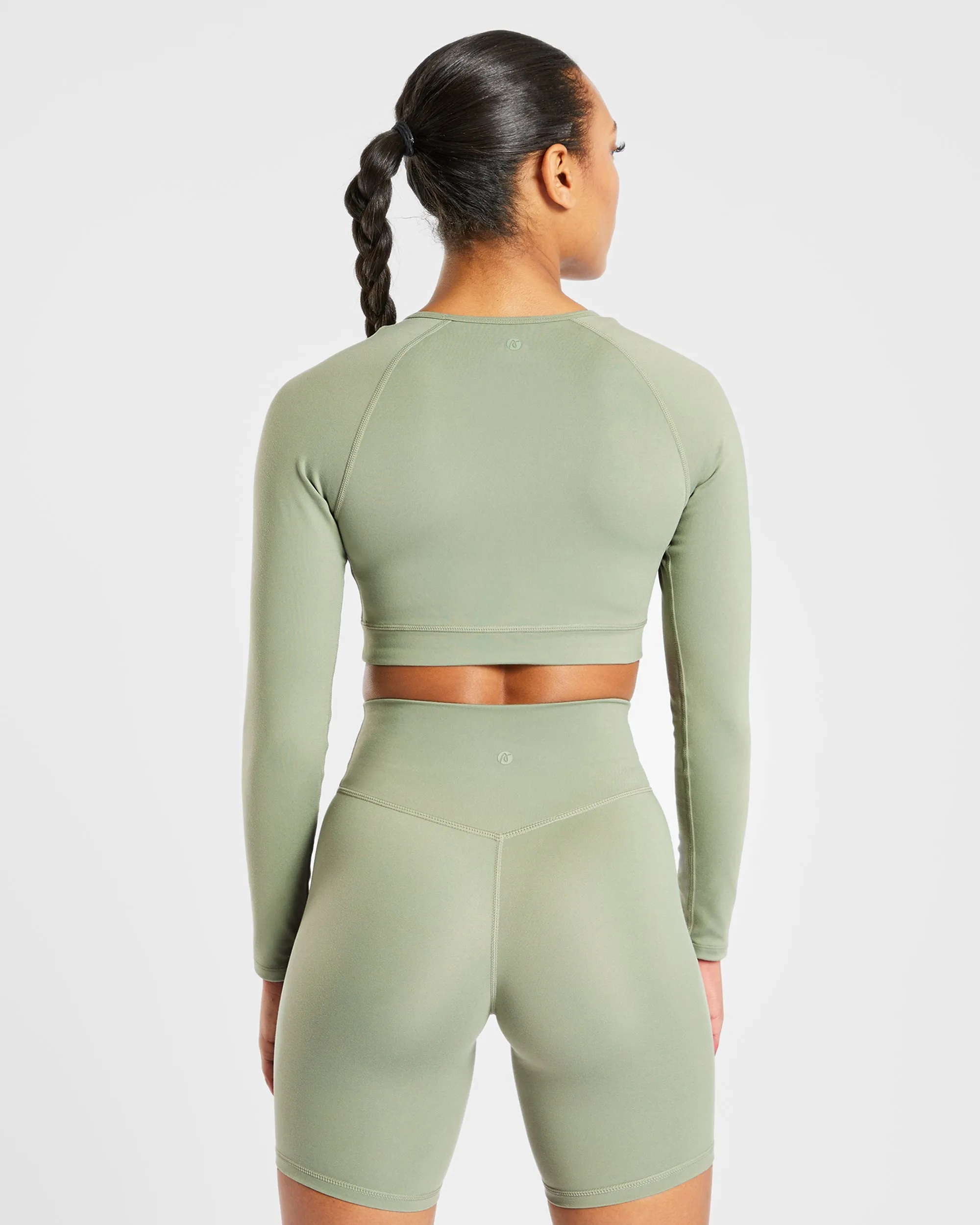 Staple Long Sleeve Crop Top - Olive Green sold by AYBL product image thumbnail 2