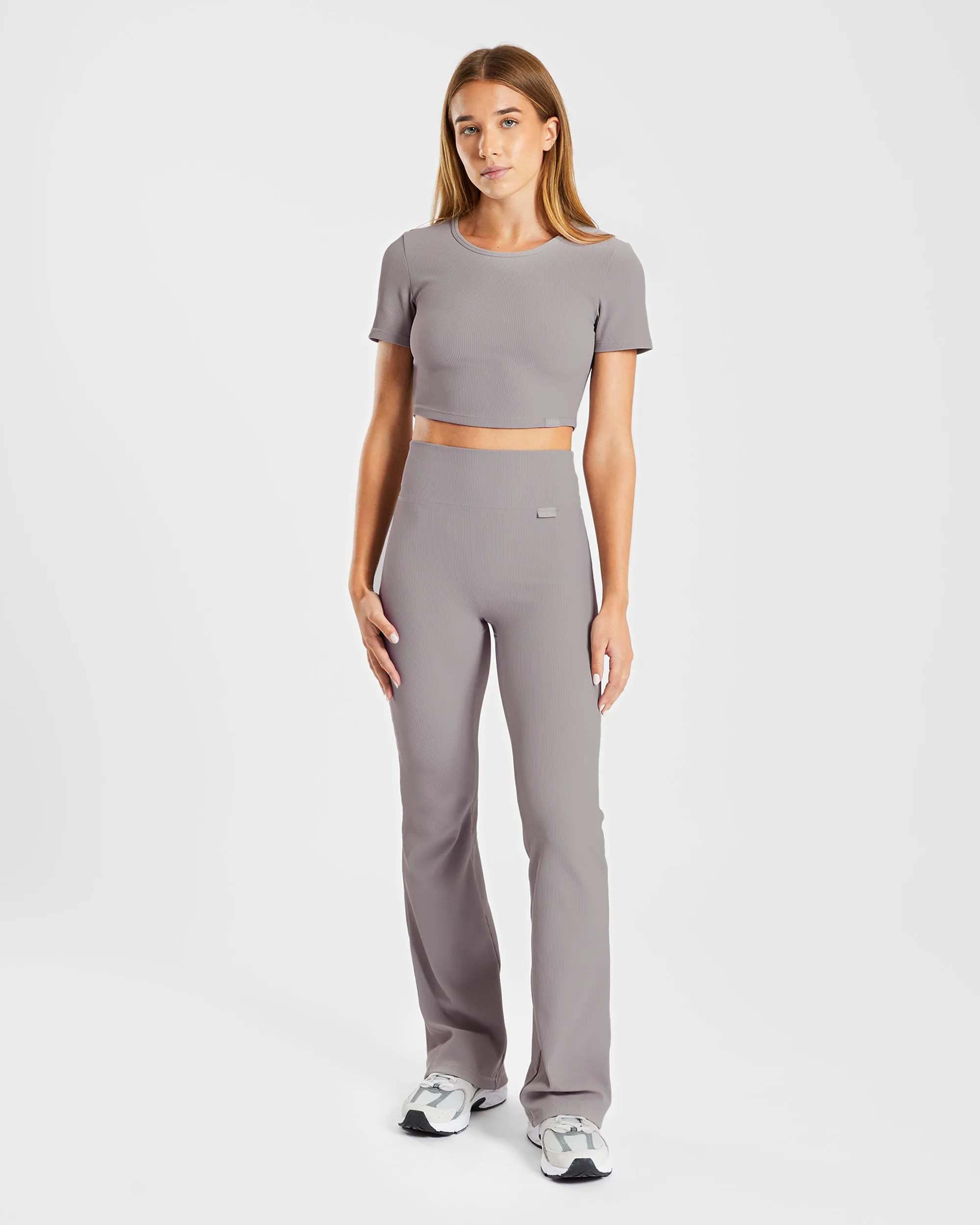 Sculpt Ribbed Crop Top - Fog Grey sold by AYBL product image thumbnail 3