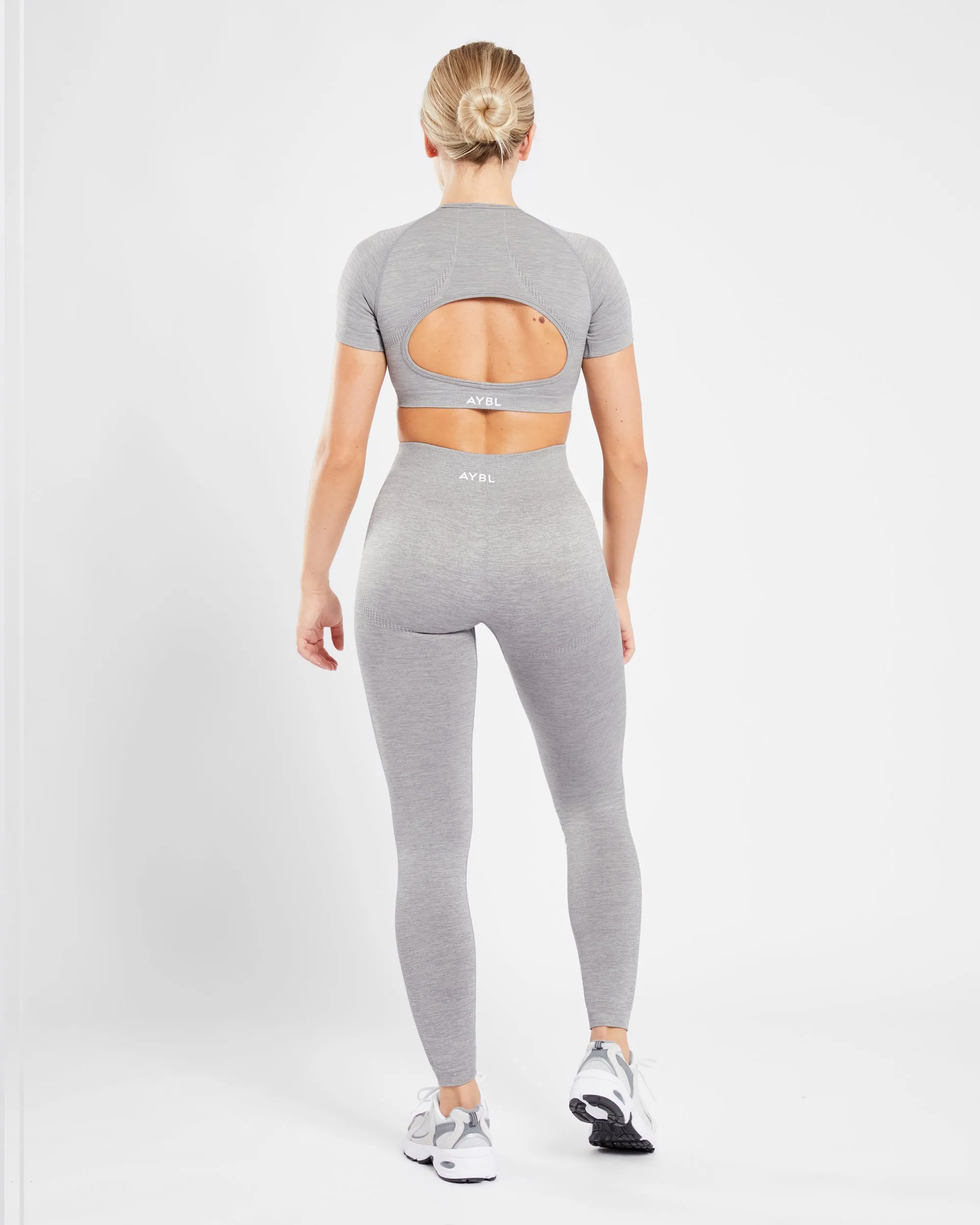Revive Seamless Crop Top - Grey Marl sold by AYBL product image thumbnail 4