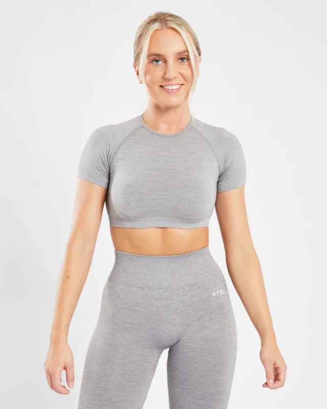 Revive Seamless Crop Top - Grey Marl sold by AYBL