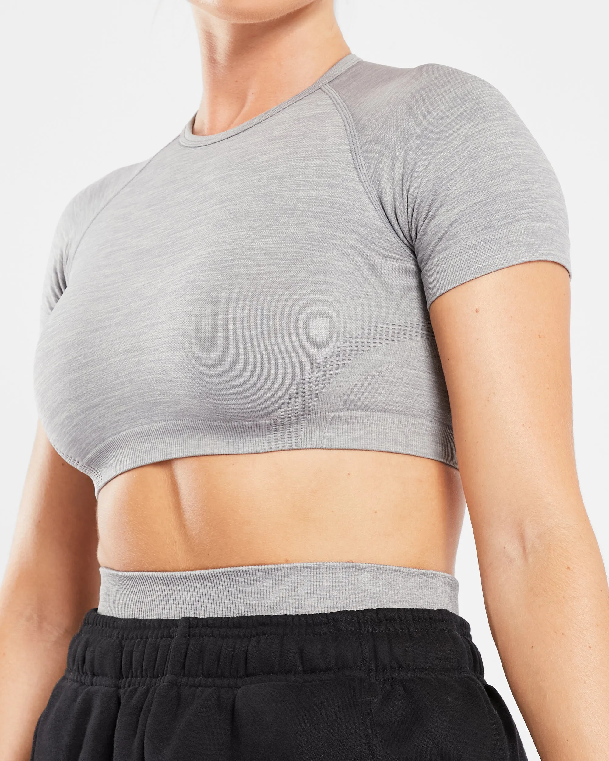 Revive Seamless Crop Top - Grey Marl sold by AYBL product image thumbnail 5
