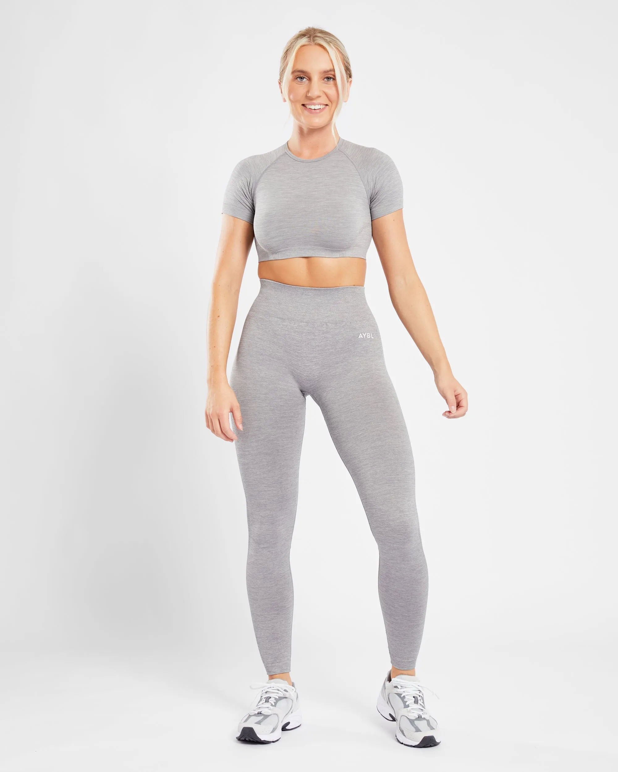 Revive Seamless Crop Top - Grey Marl sold by AYBL product image thumbnail 3