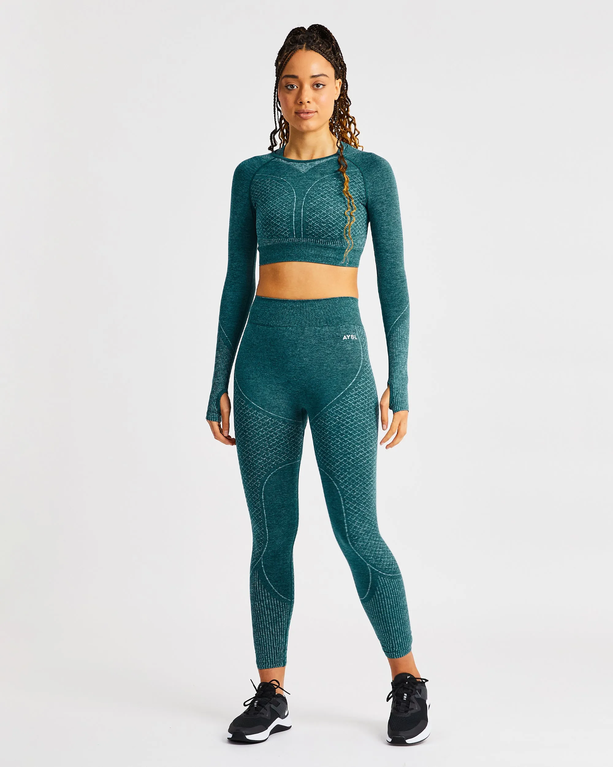 Impact Seamless Long Sleeve Crop Top - Green sold by AYBL product image thumbnail 3