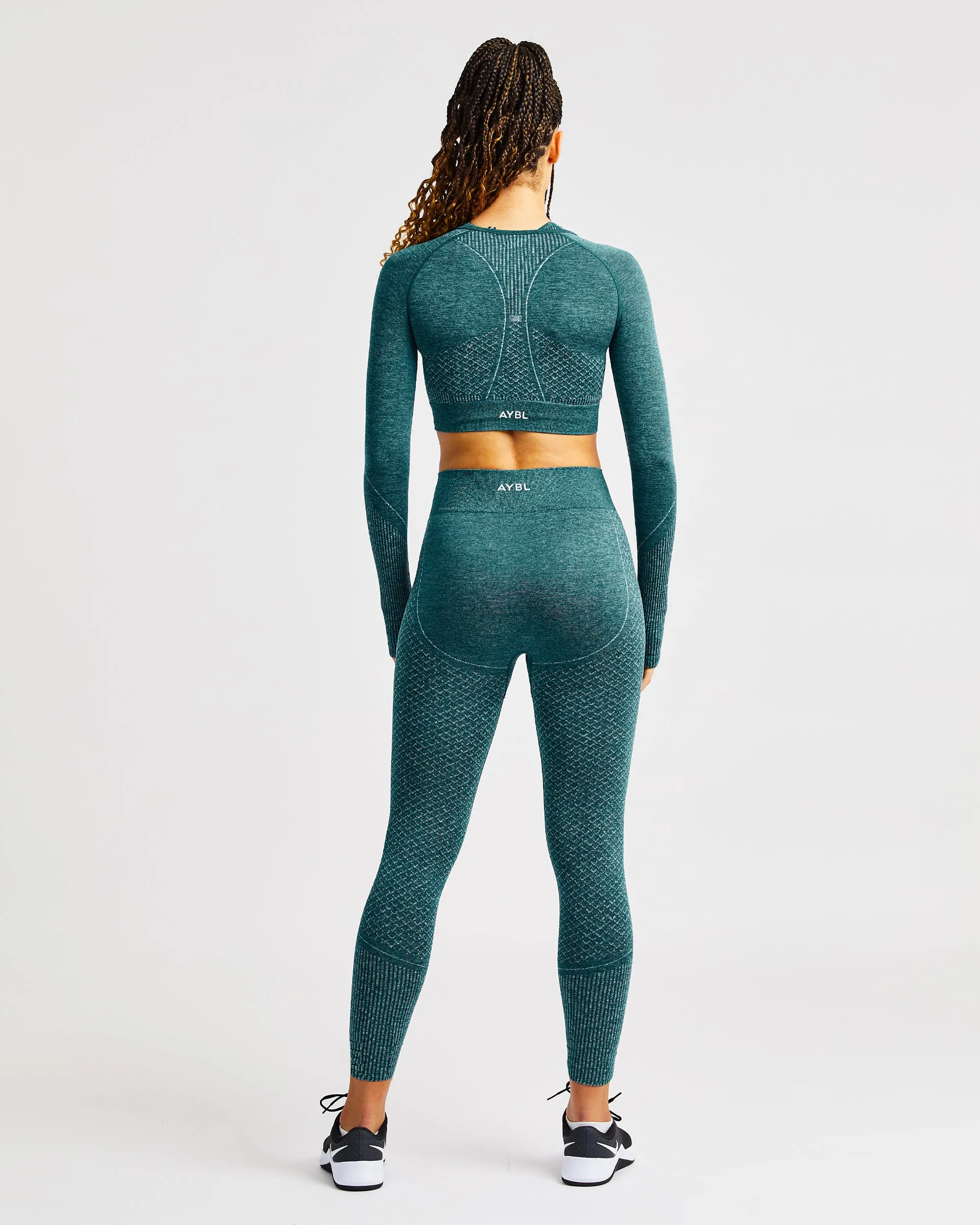 Impact Seamless Long Sleeve Crop Top - Green sold by AYBL product image thumbnail 4