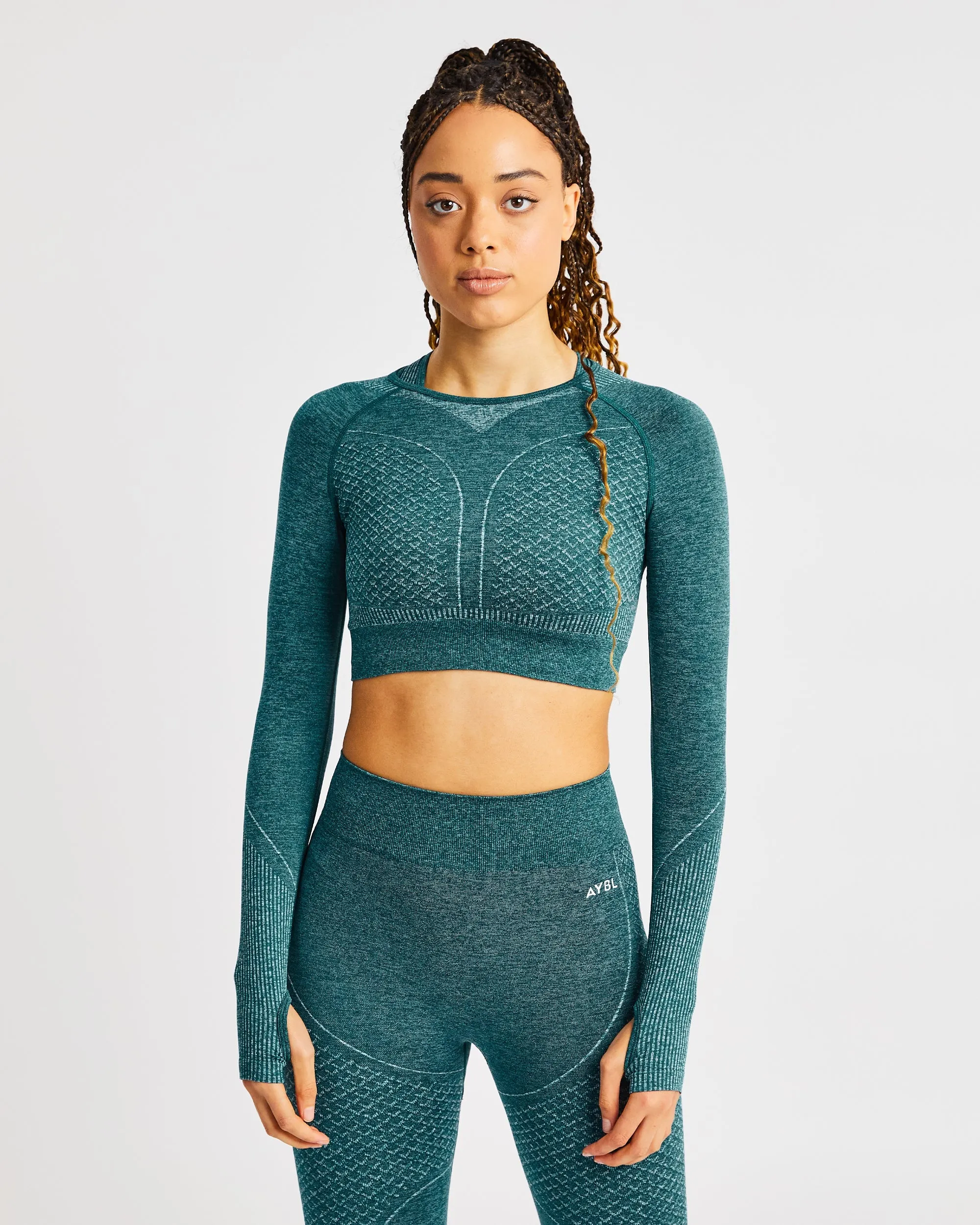 Impact Seamless Long Sleeve Crop Top - Green sold by AYBL