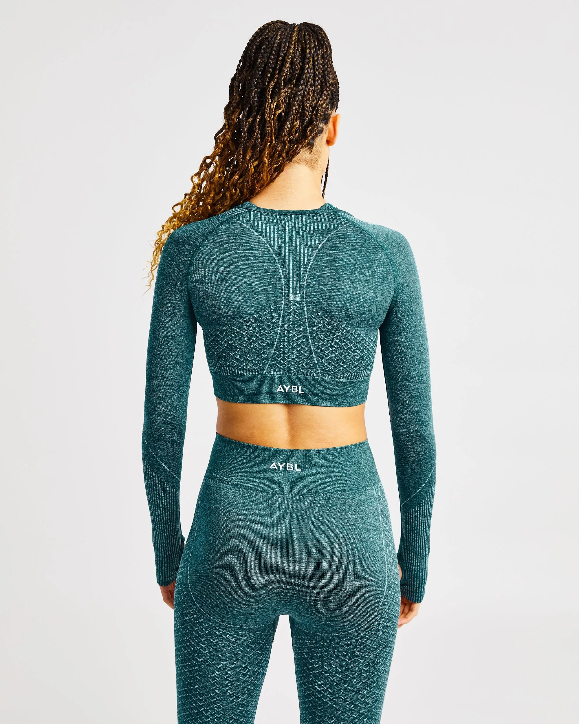 Impact Seamless Long Sleeve Crop Top - Green sold by AYBL product image thumbnail 2