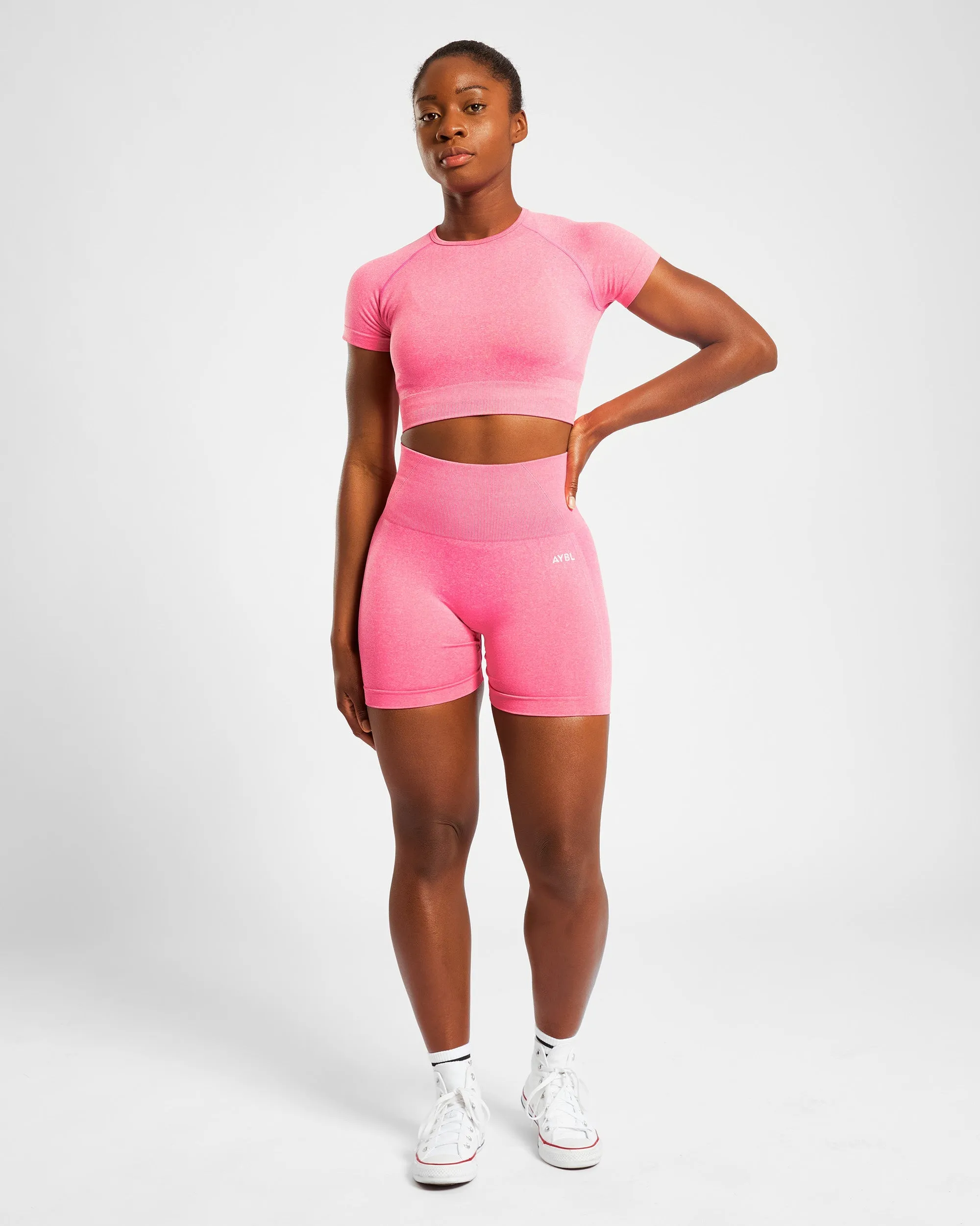 Empower Seamless Crop Top - Pink Marl sold by AYBL product image thumbnail 3