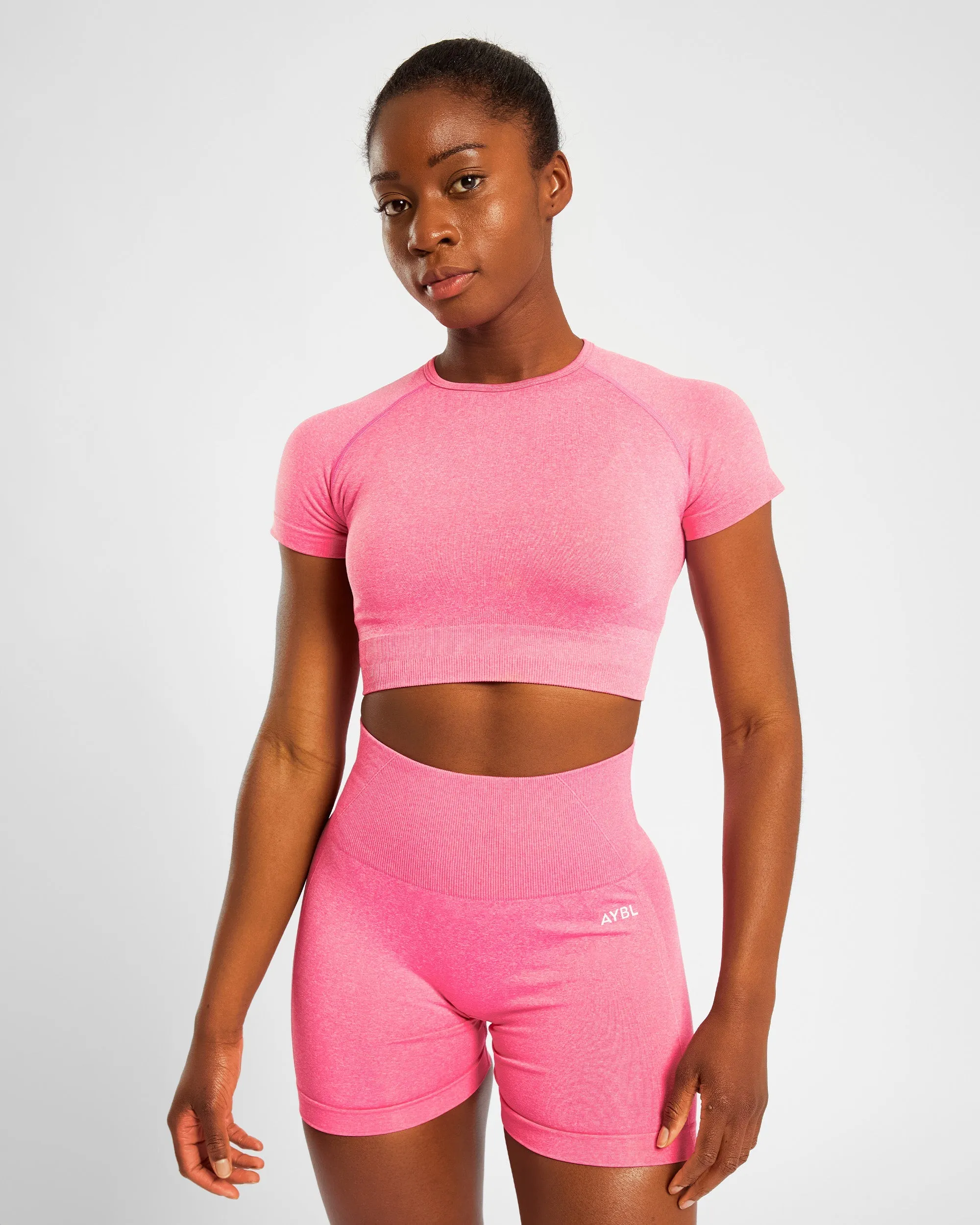 Empower Seamless Crop Top - Pink Marl sold by AYBL