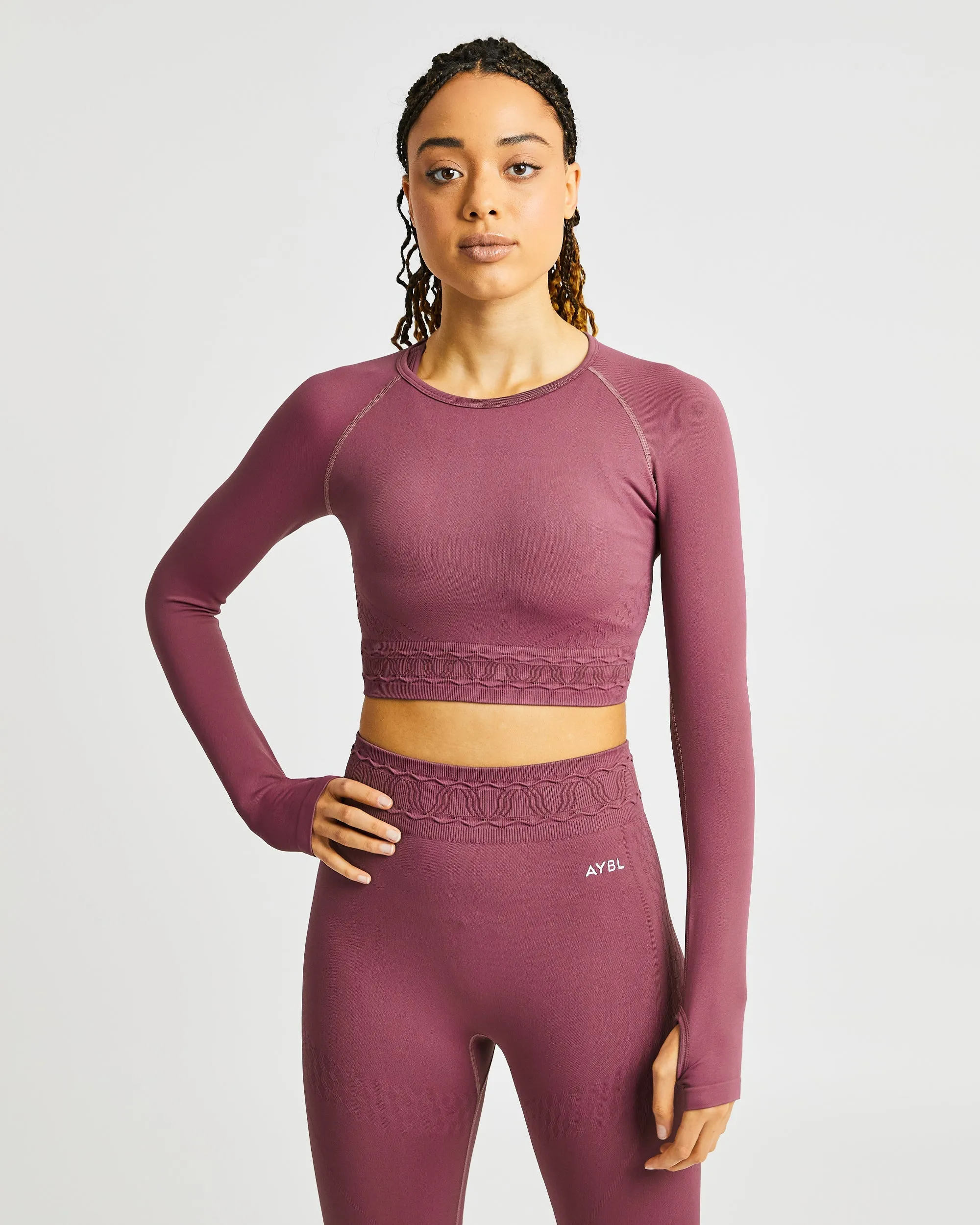 Elevate Seamless Long Sleeve Crop Top - Rose sold by AYBL