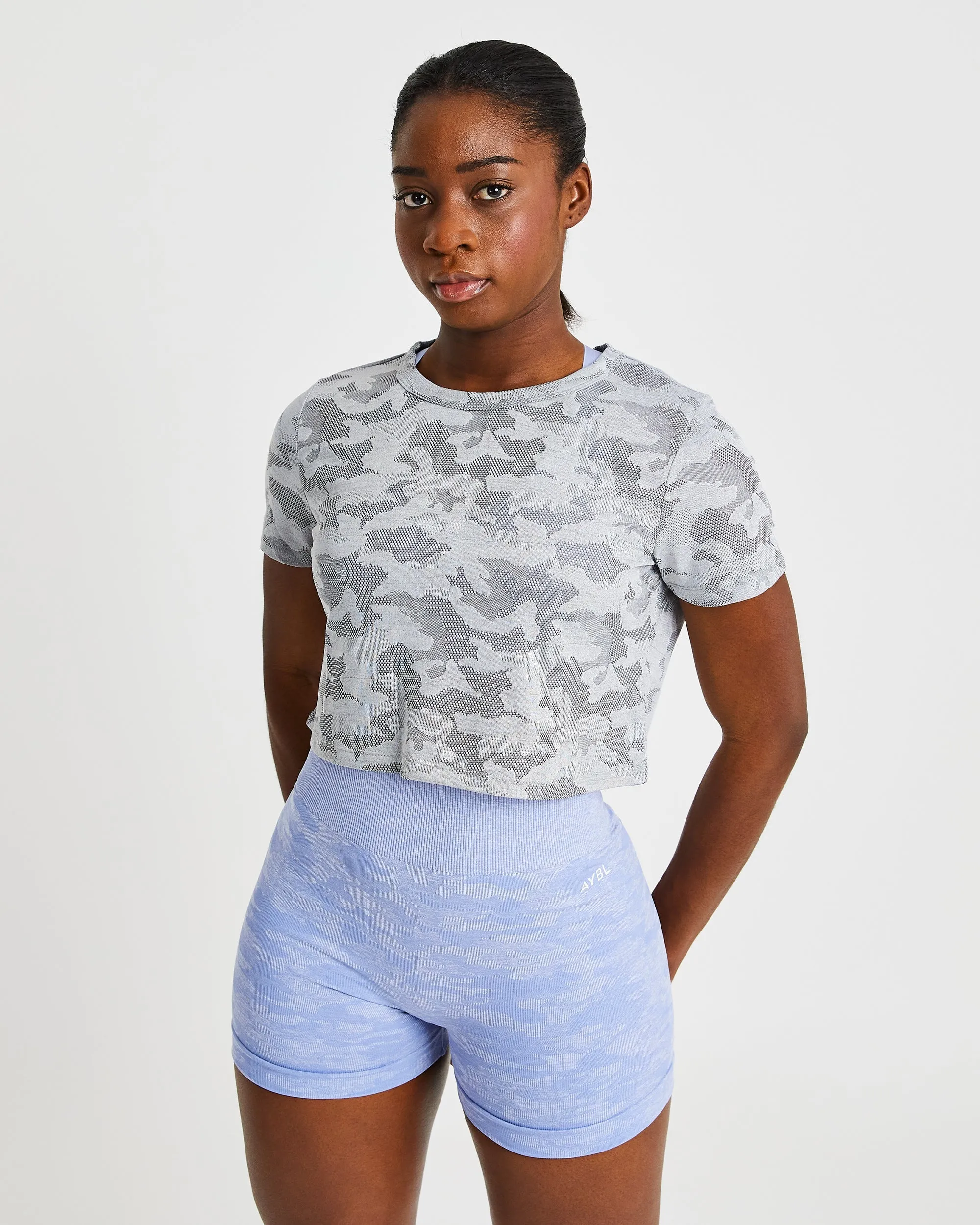 Evolve Camo Crop T Shirt - Grey sold by AYBL