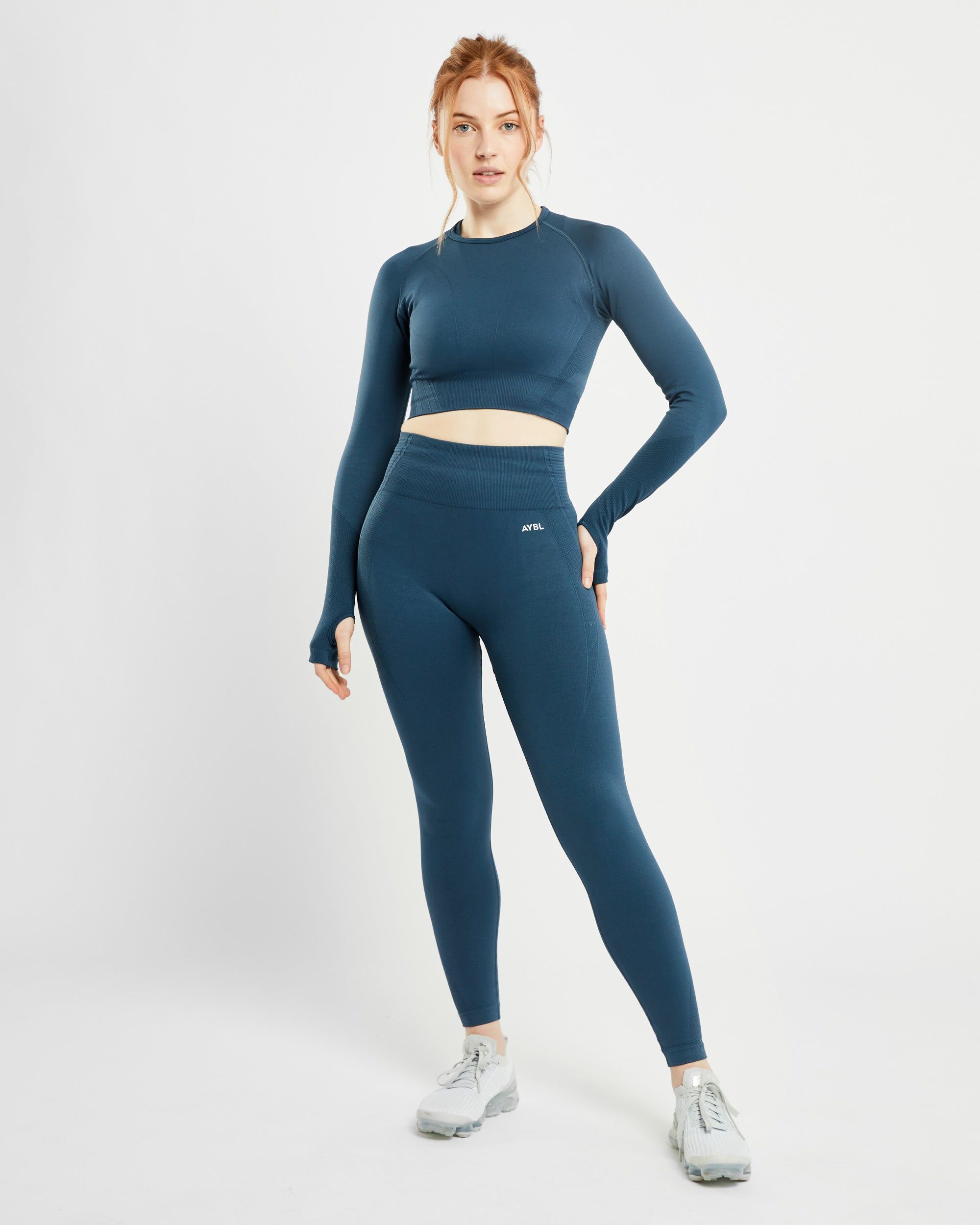 Balance V2 Seamless Long Sleeve Crop Top - Marine Blue sold by AYBL product image thumbnail 3