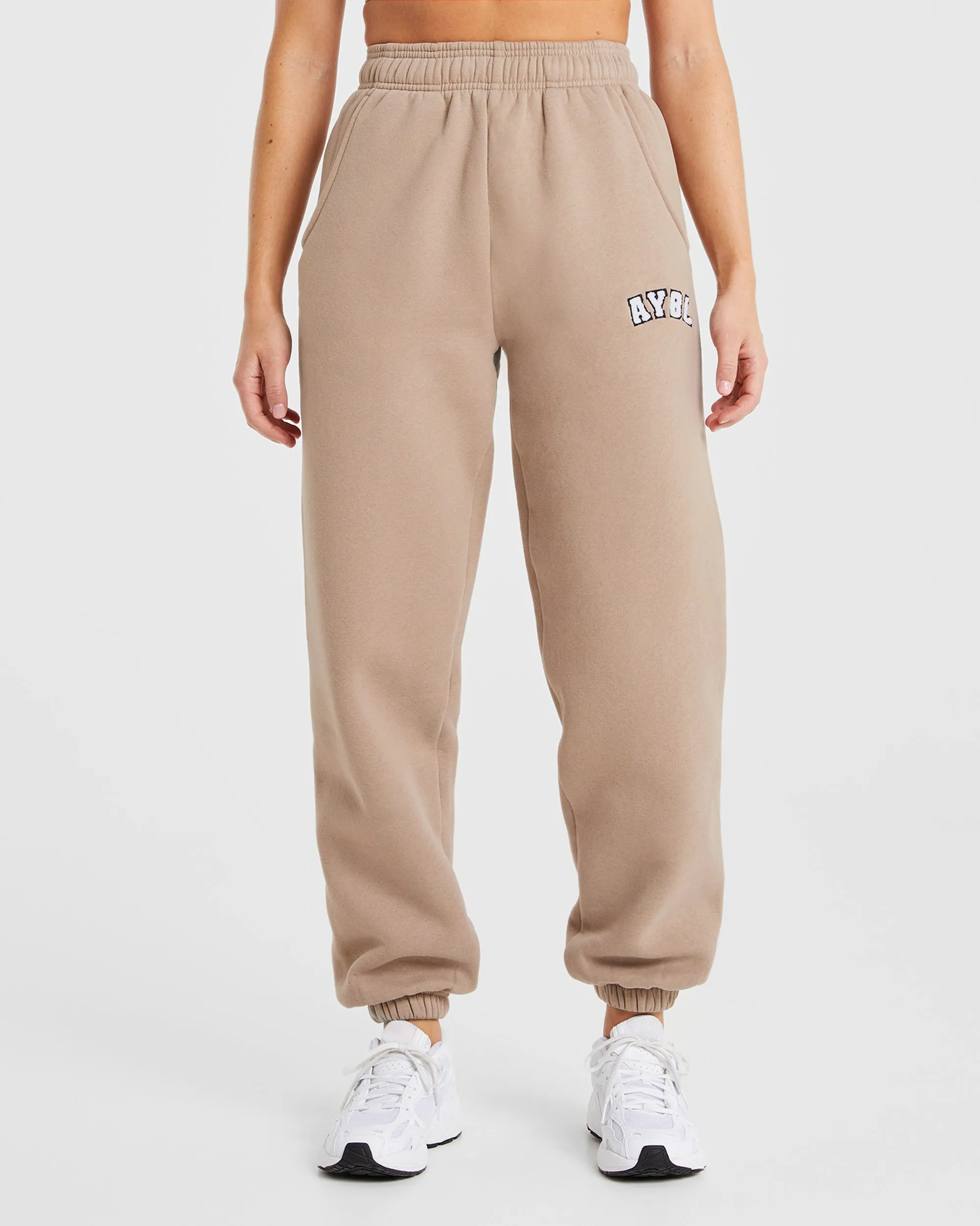 Varsity Oversized Joggers - Latte Brown sold by AYBL