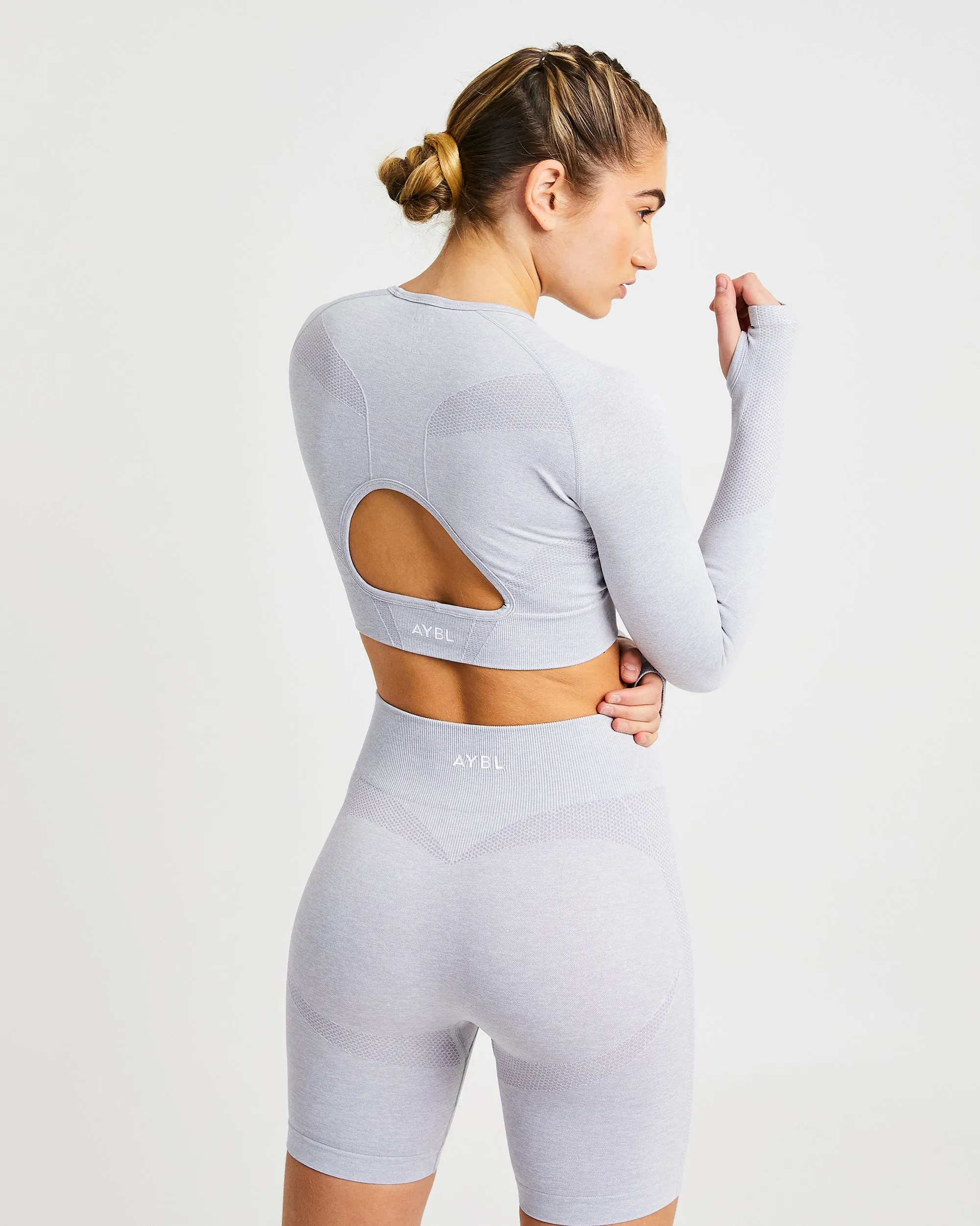 Motion Seamless Long Sleeve Crop Top - Light Grey sold by AYBL product image thumbnail 2