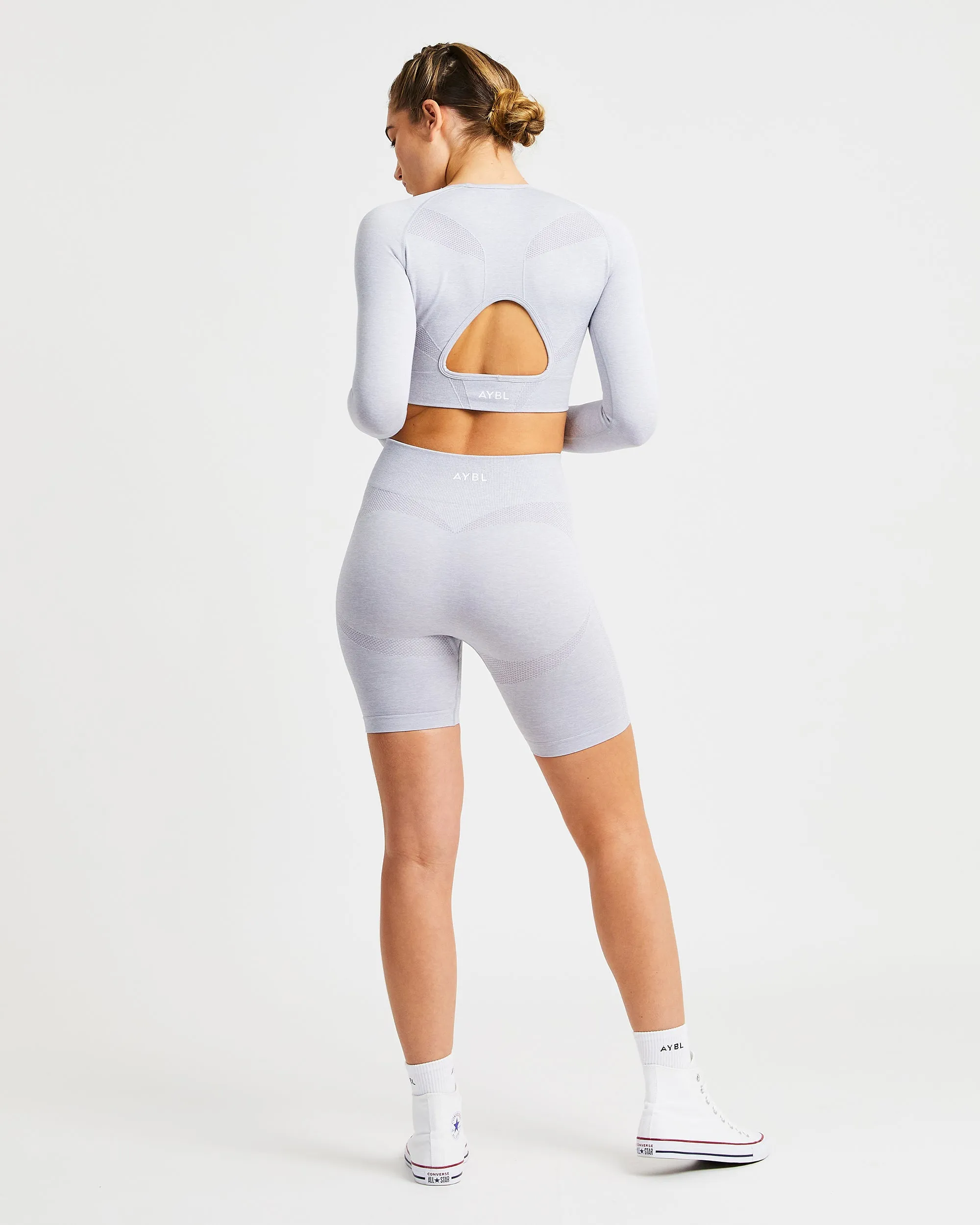Motion Seamless Long Sleeve Crop Top - Light Grey sold by AYBL product image thumbnail 4