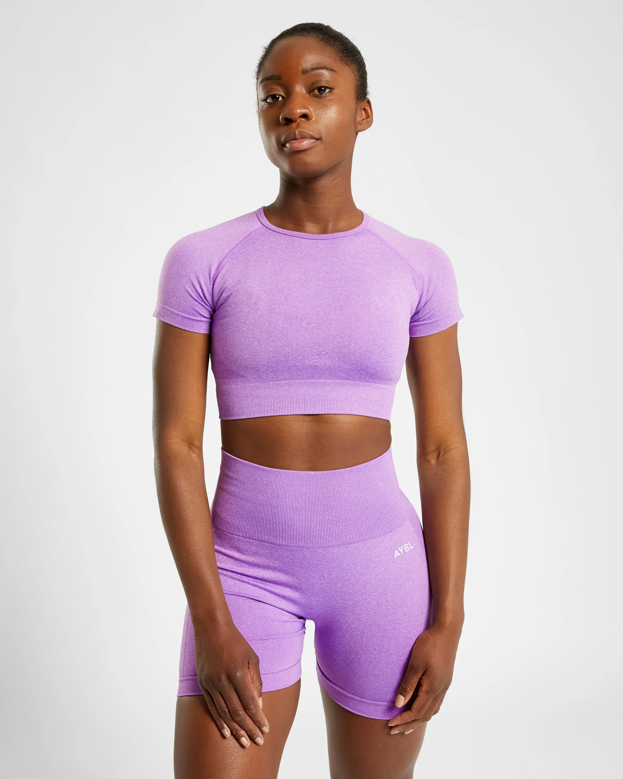 Empower Seamless Crop Top - Purple Marl sold by AYBL