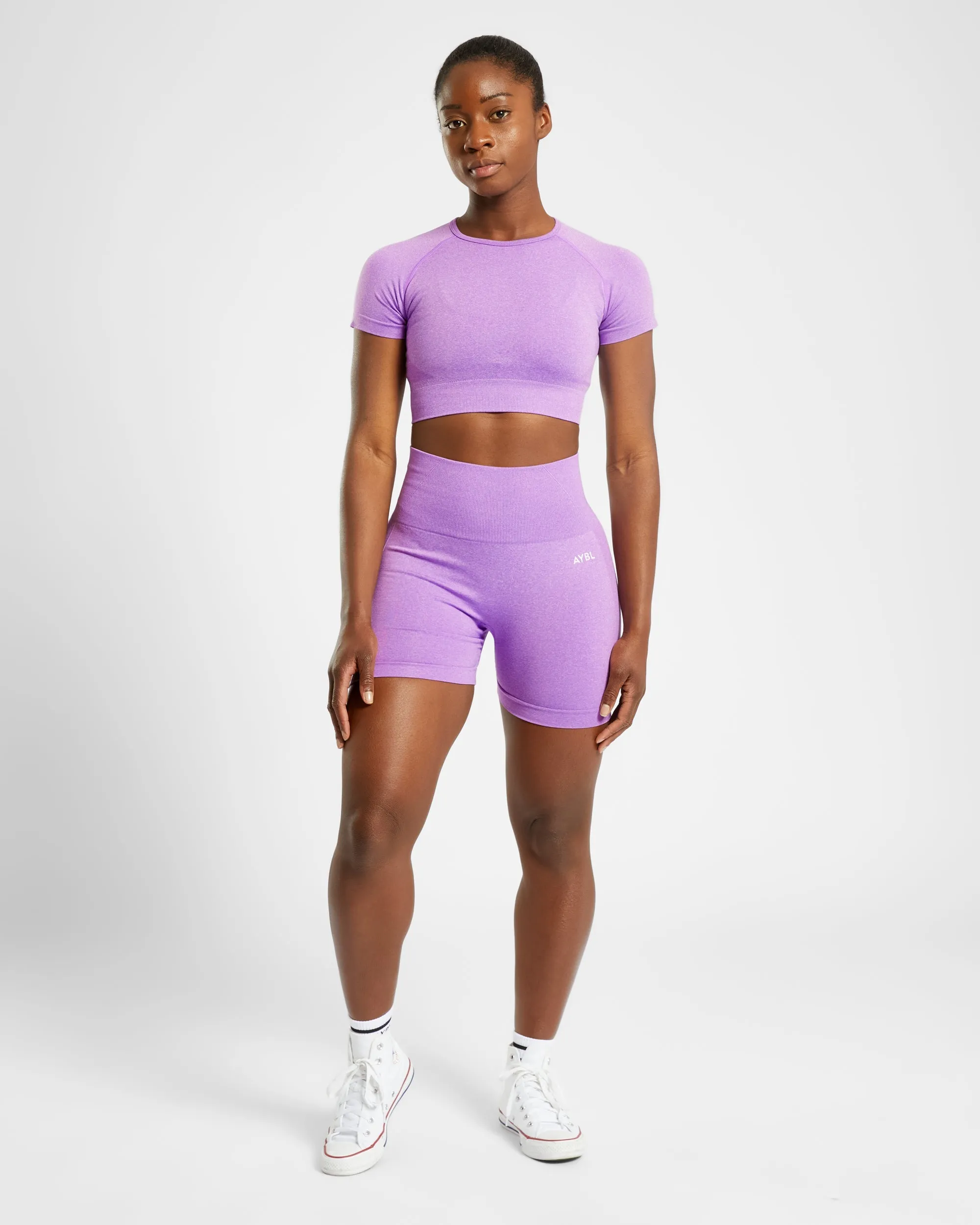 Empower Seamless Crop Top - Purple Marl sold by AYBL product image thumbnail 3