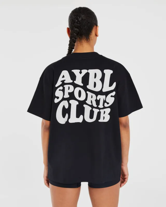 Sports Club Wavy Oversized T Shirt - Black sold by AYBL