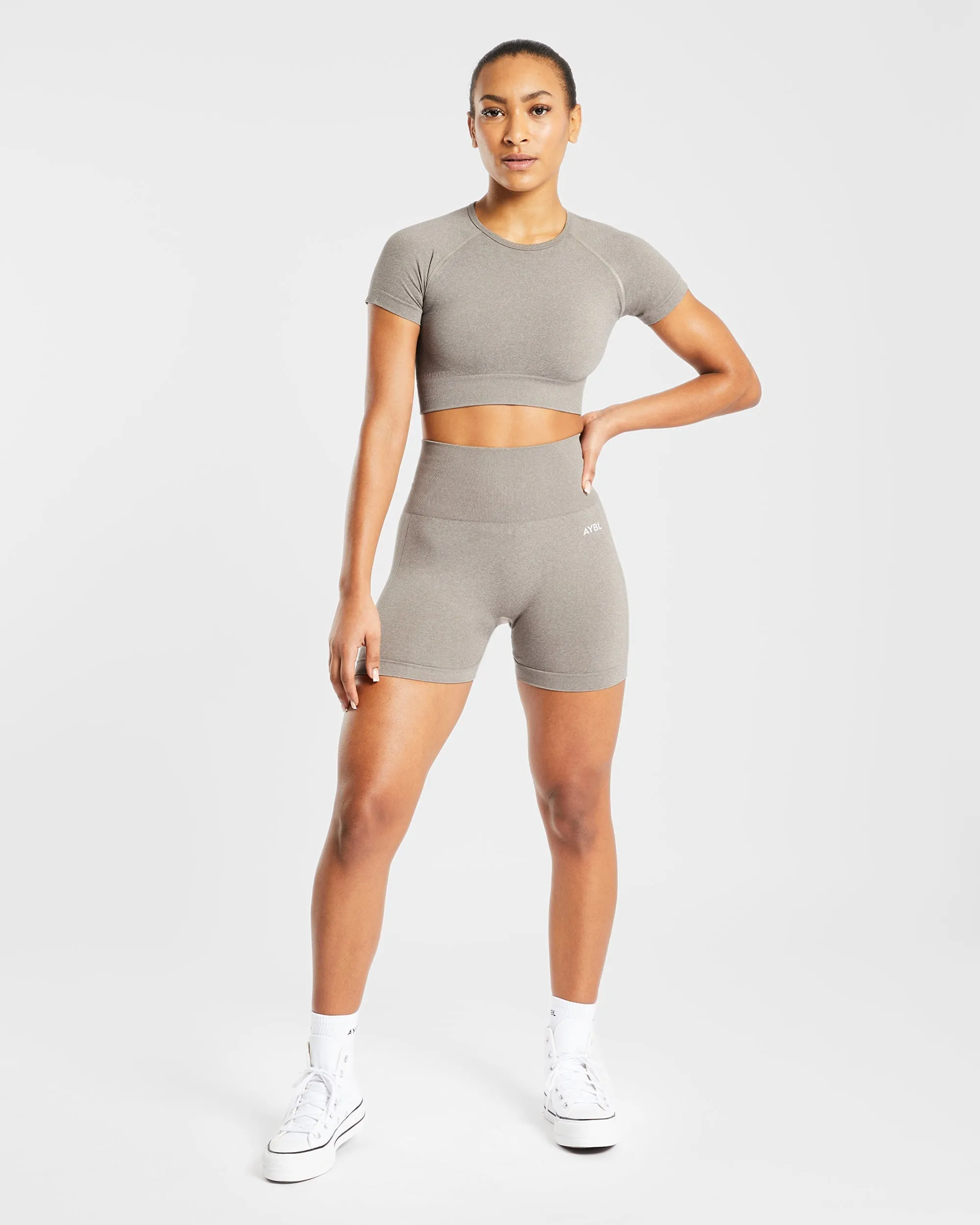 Empower Seamless Crop Top - Taupe Marl sold by AYBL product image thumbnail 3