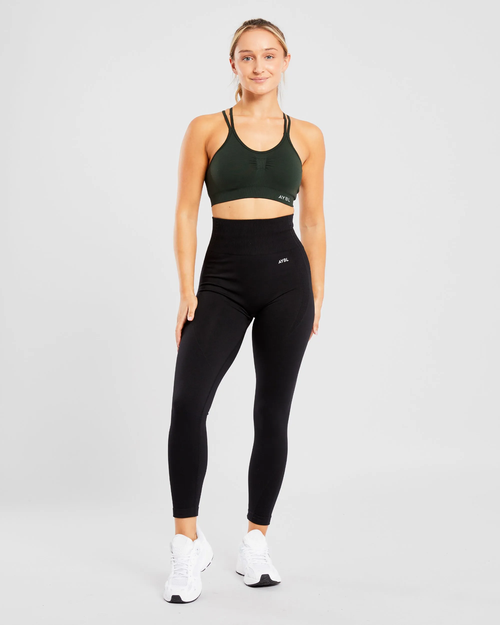 Essential Seamless Ruched Sports Bra - Dark Forest sold by AYBL product image thumbnail 3