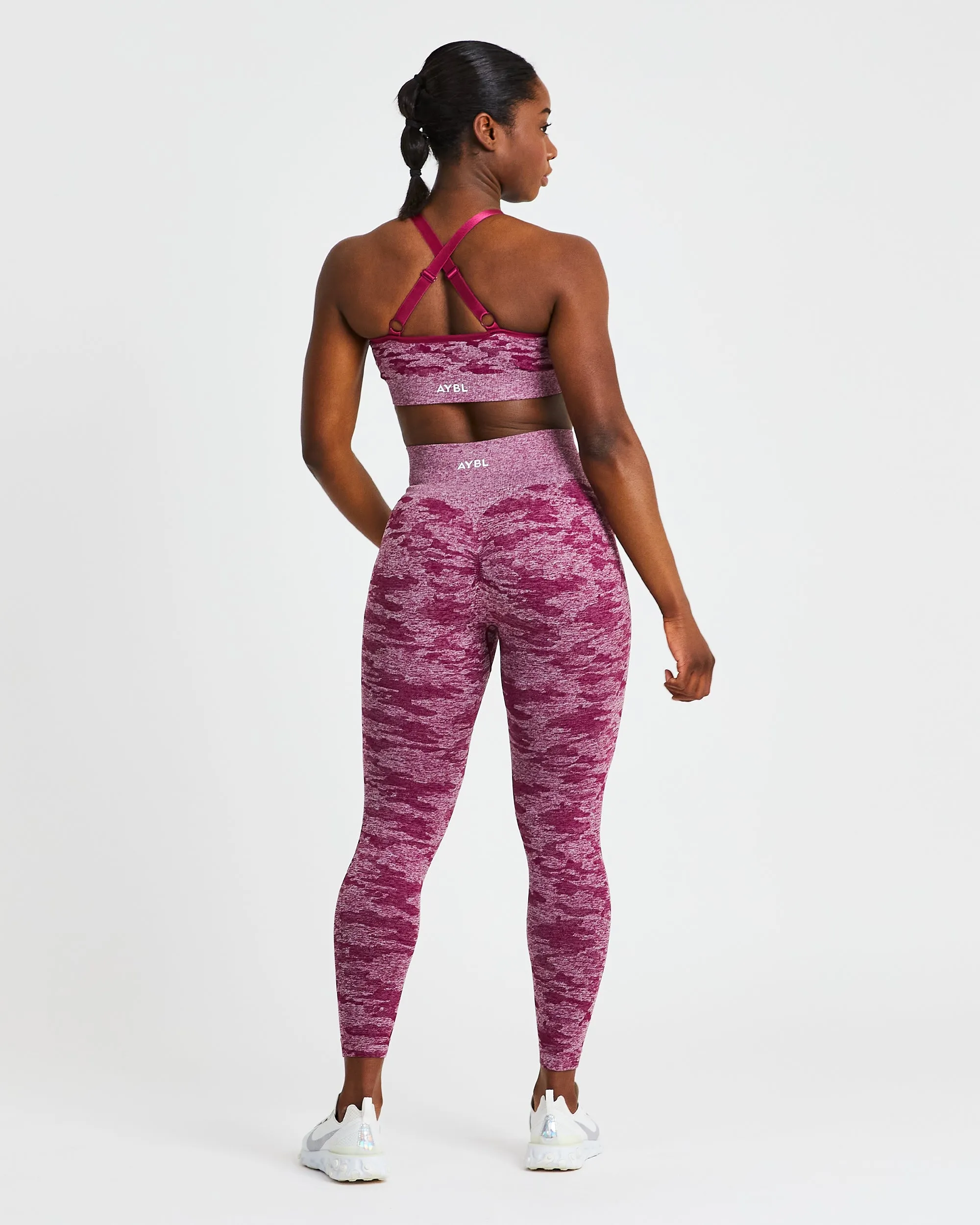 Evolve Camo Seamless Sports Bra - Burgundy sold by AYBL product image thumbnail 4