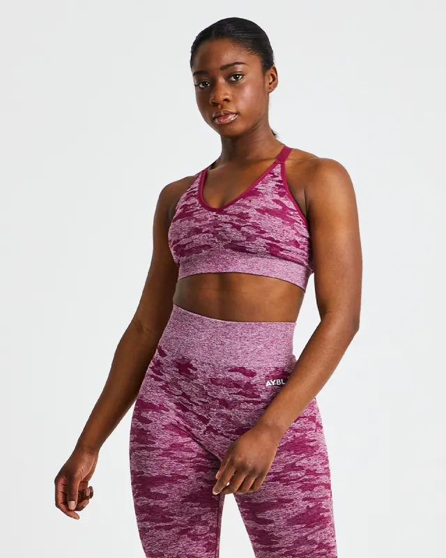 Evolve Camo Seamless Sports Bra - Burgundy sold by AYBL