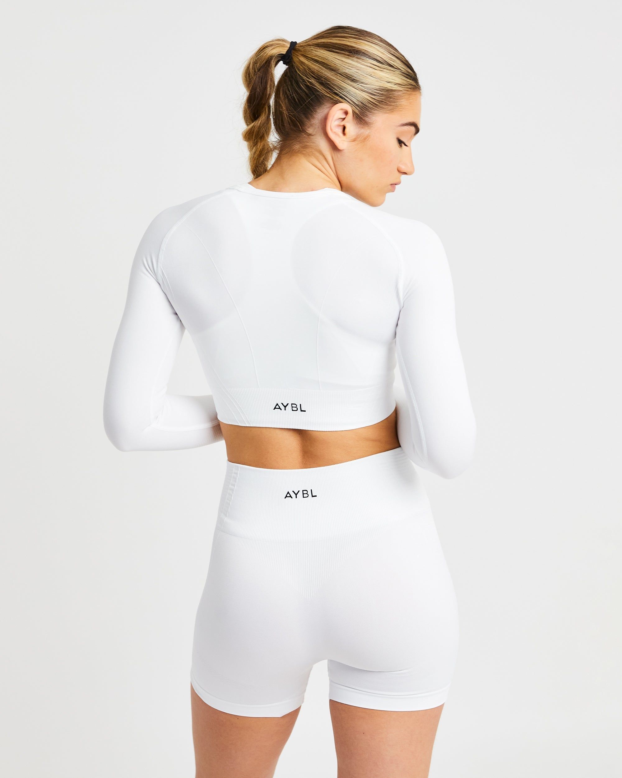 Balance V2 Seamless Long Sleeve Crop Top - White sold by AYBL product image thumbnail 2