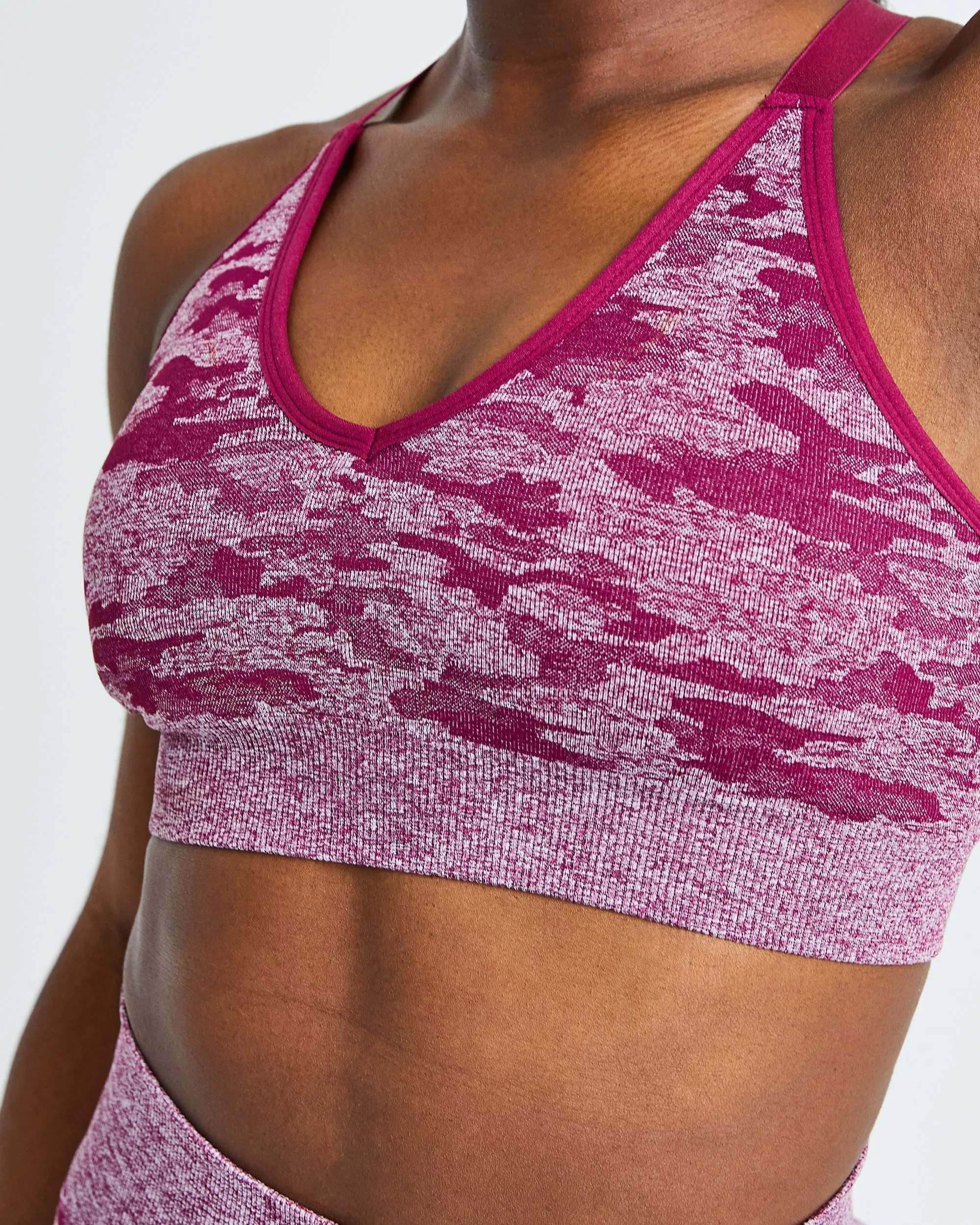 Evolve Camo Seamless Sports Bra - Burgundy sold by AYBL product image thumbnail 5