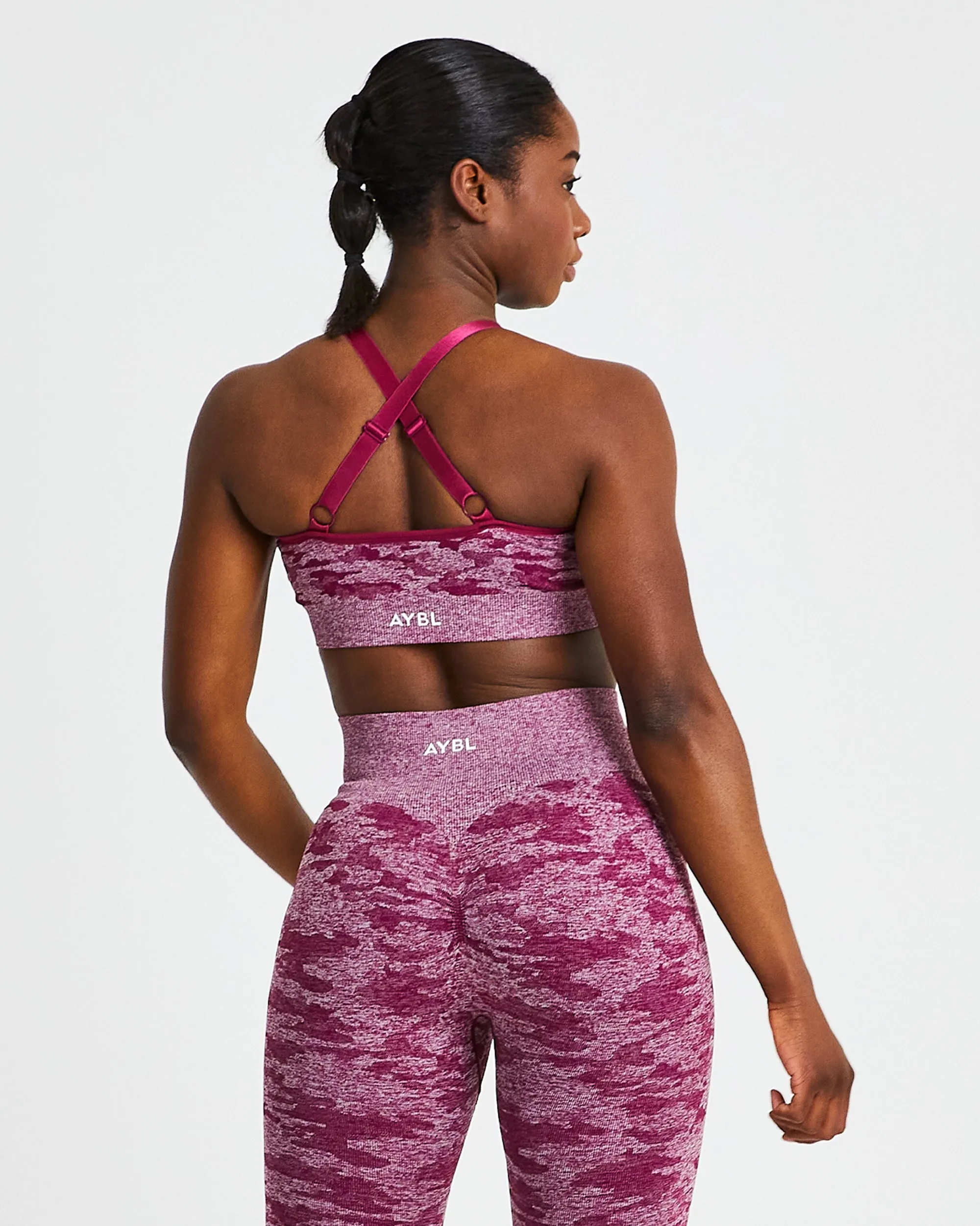 Evolve Camo Seamless Sports Bra - Burgundy sold by AYBL product image thumbnail 2