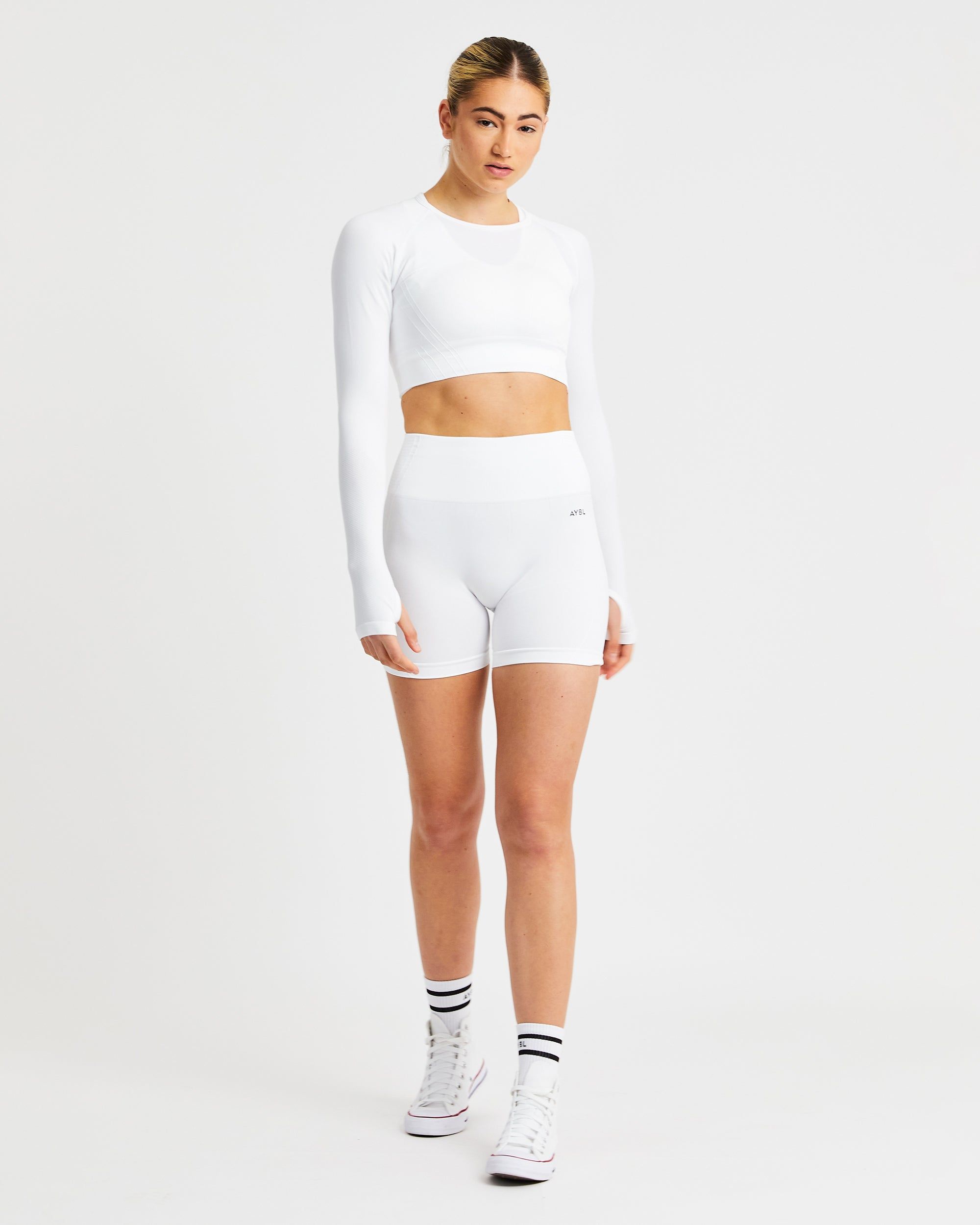 Balance V2 Seamless Long Sleeve Crop Top - White sold by AYBL product image thumbnail 3