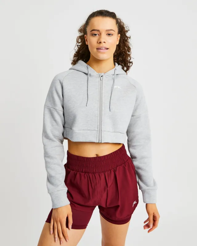 Beyond Crop Zip Hoodie - Grey sold by AYBL
