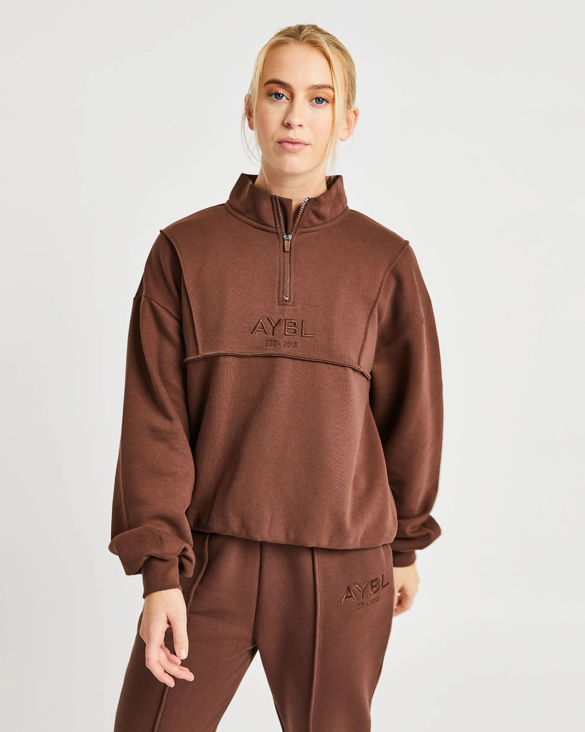 Luxe 1/2 Zip Pullover - Brown sold by AYBL