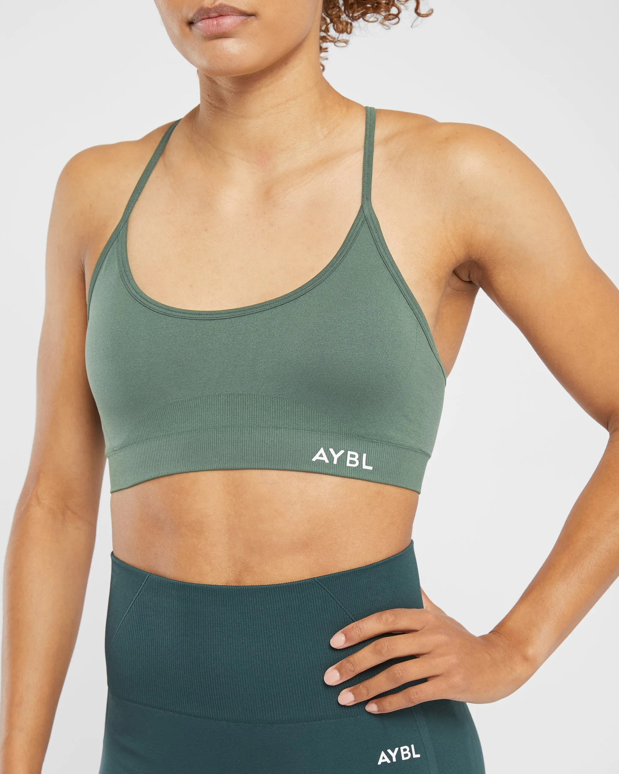 Essential Seamless V Neck Sports Bra - Elm Green sold by AYBL product image thumbnail 5