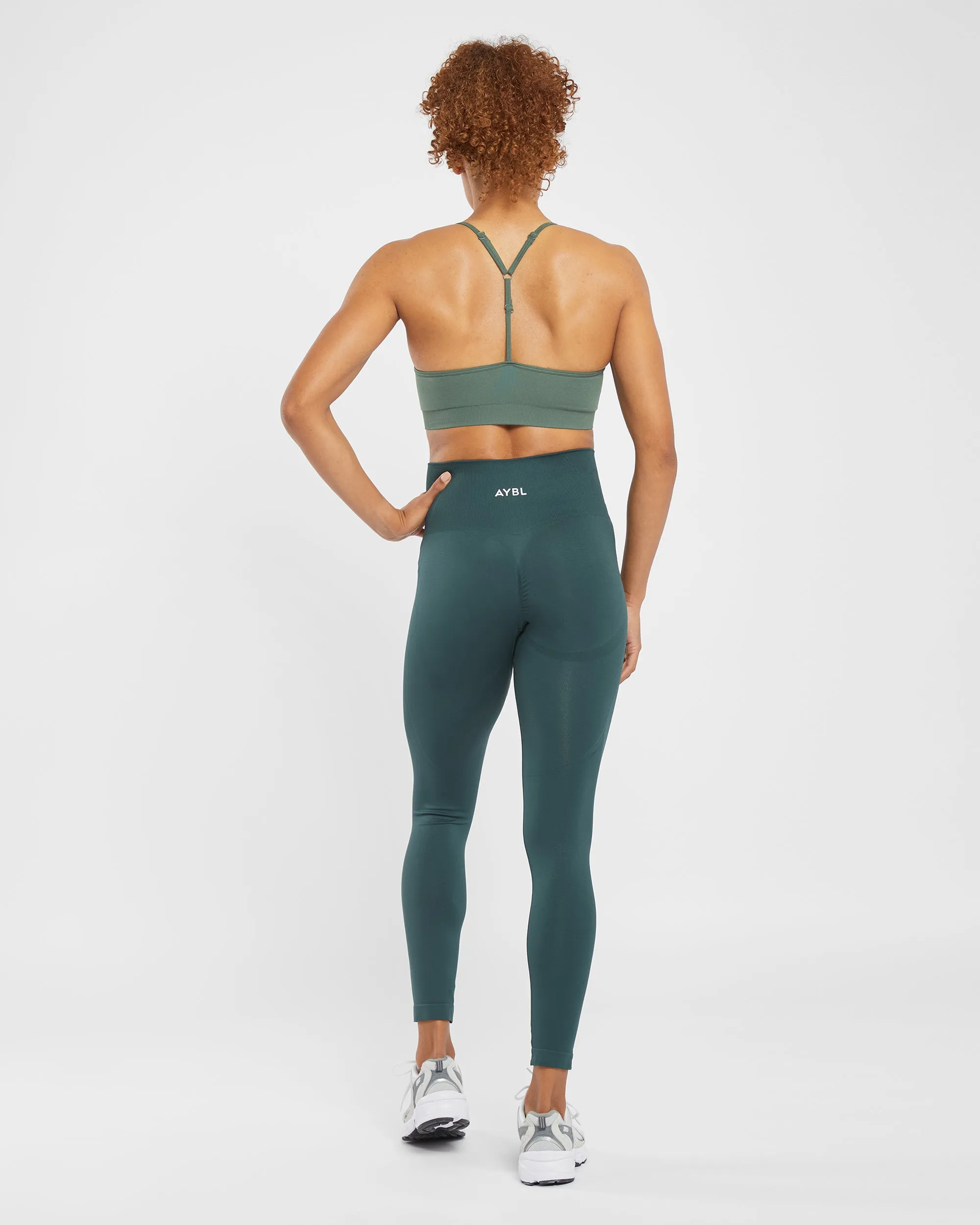Essential Seamless V Neck Sports Bra - Elm Green sold by AYBL product image thumbnail 4