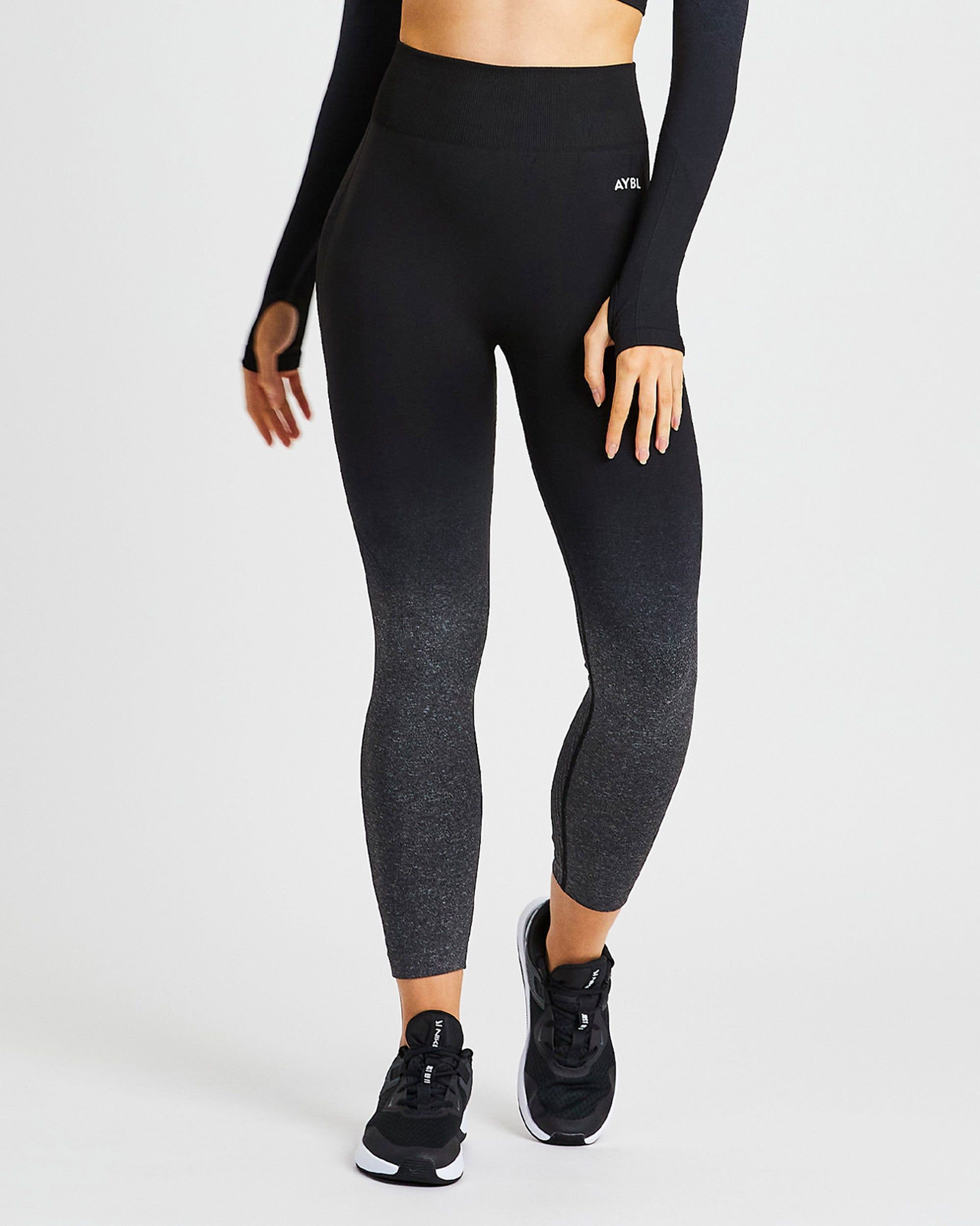 Pulse Ombré Seamless Leggings - Black/Grey sold by AYBL