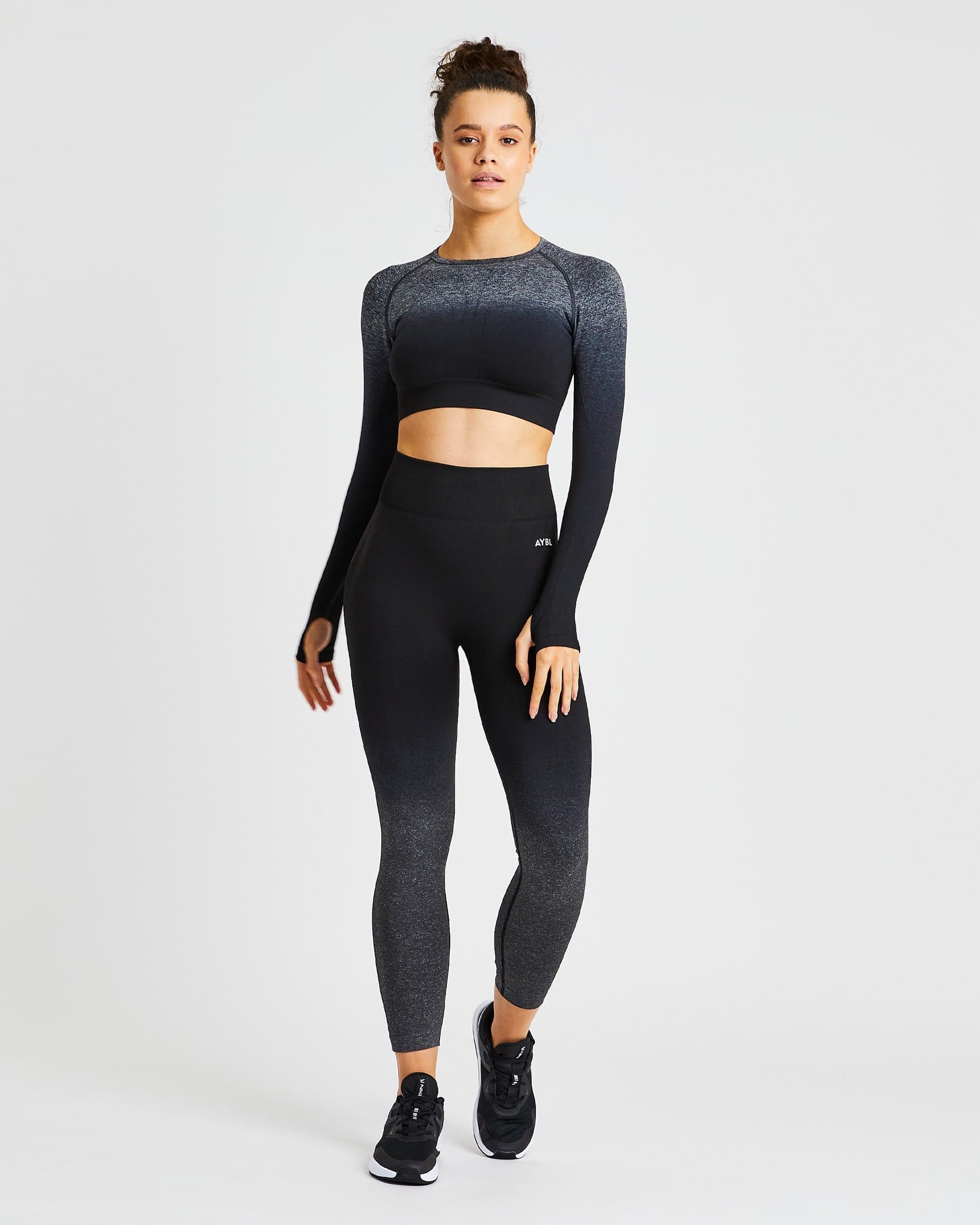 Pulse Ombré Seamless Leggings - Black/Grey sold by AYBL product image thumbnail 3