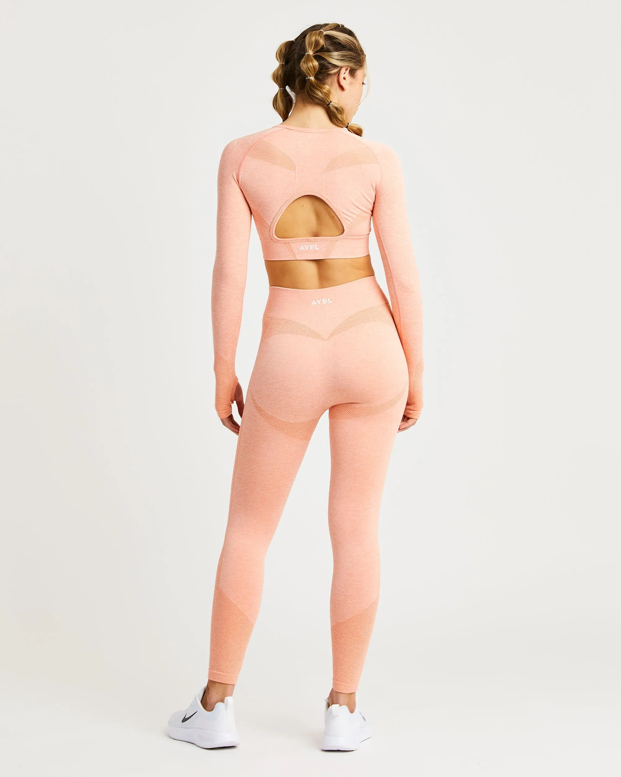 Motion Seamless Long Sleeve Crop Top - Peach Marl sold by AYBL product image thumbnail 3
