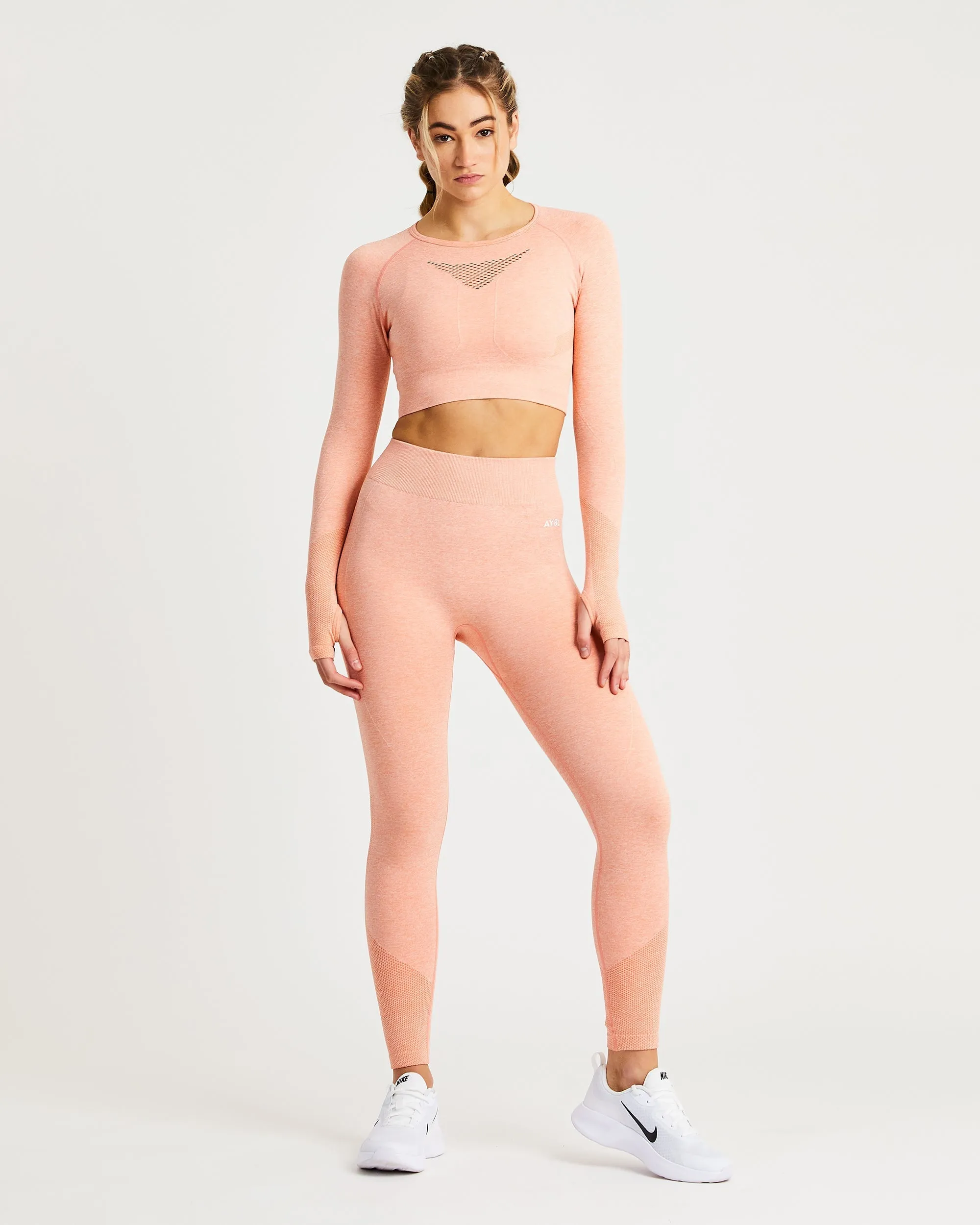 Motion Seamless Long Sleeve Crop Top - Peach Marl sold by AYBL product image thumbnail 4
